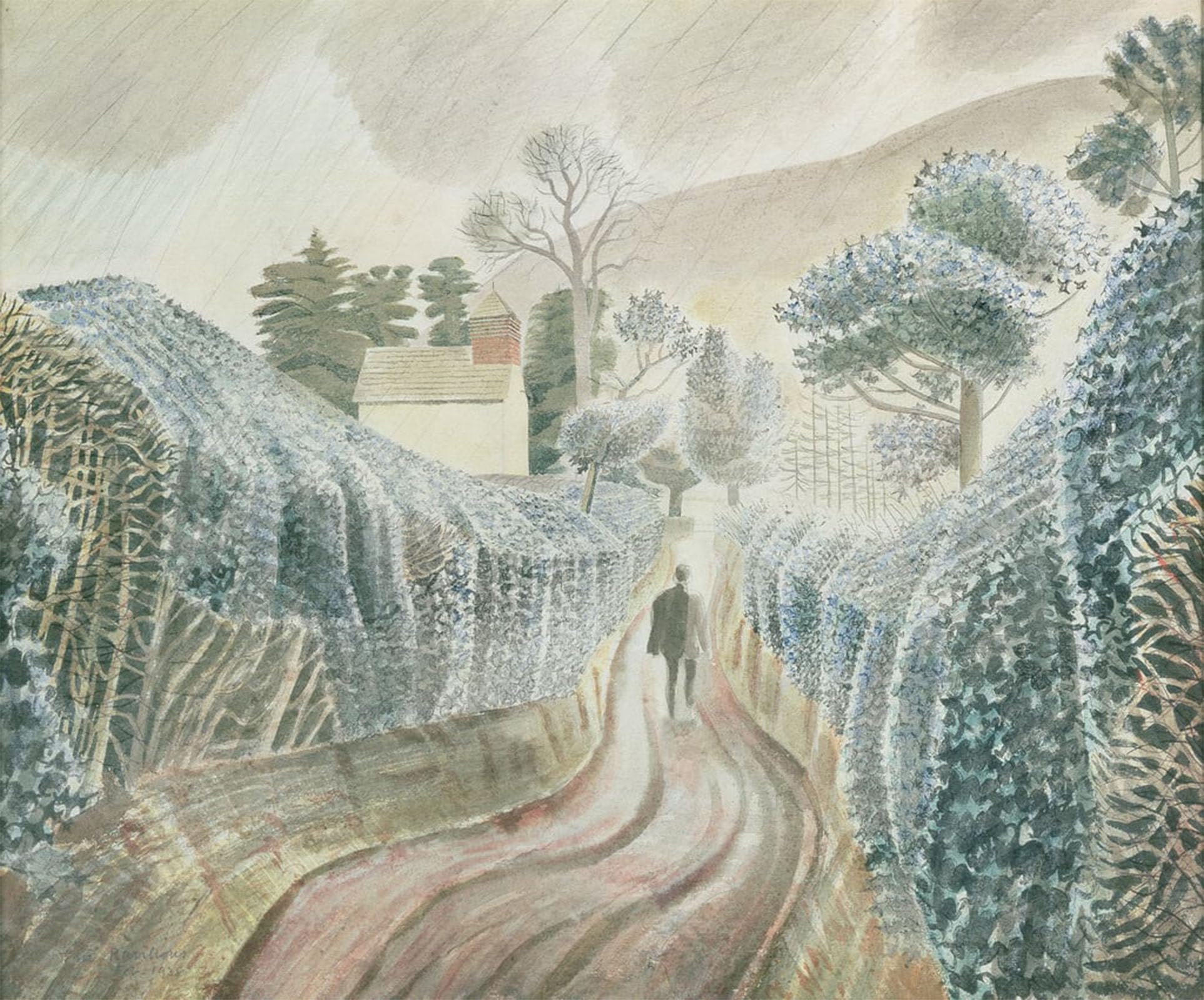SERENDIPITP Vintage Wall Art Canvas Nordic Poster Canvas Print Picture Wet Afternoon by Eric Ravilious Wall Art Poster for Home Decor 60x90cm