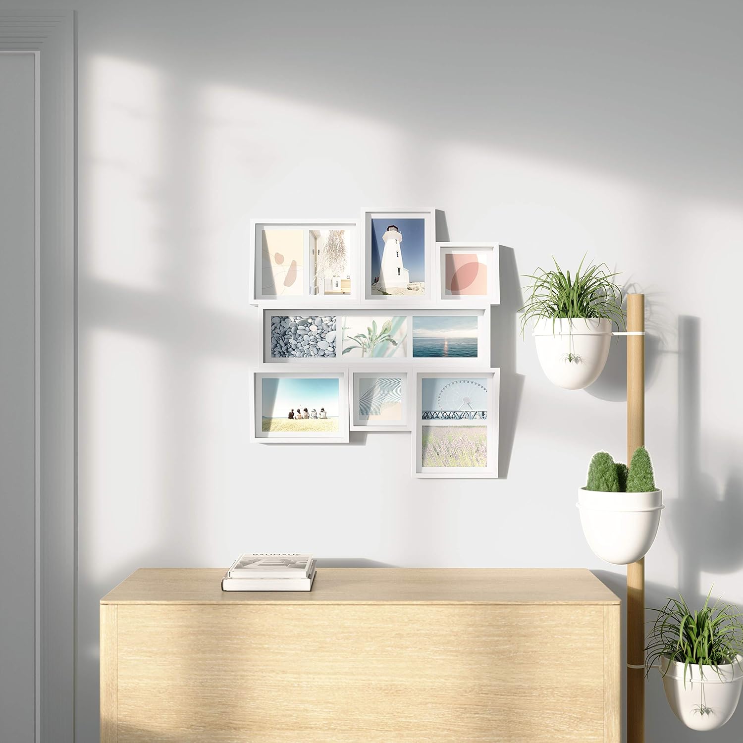 Umbra Edge Collage Picture Frame and Photo Display for Table Top or Wall, 5x7, 4x6 and 4x4, White