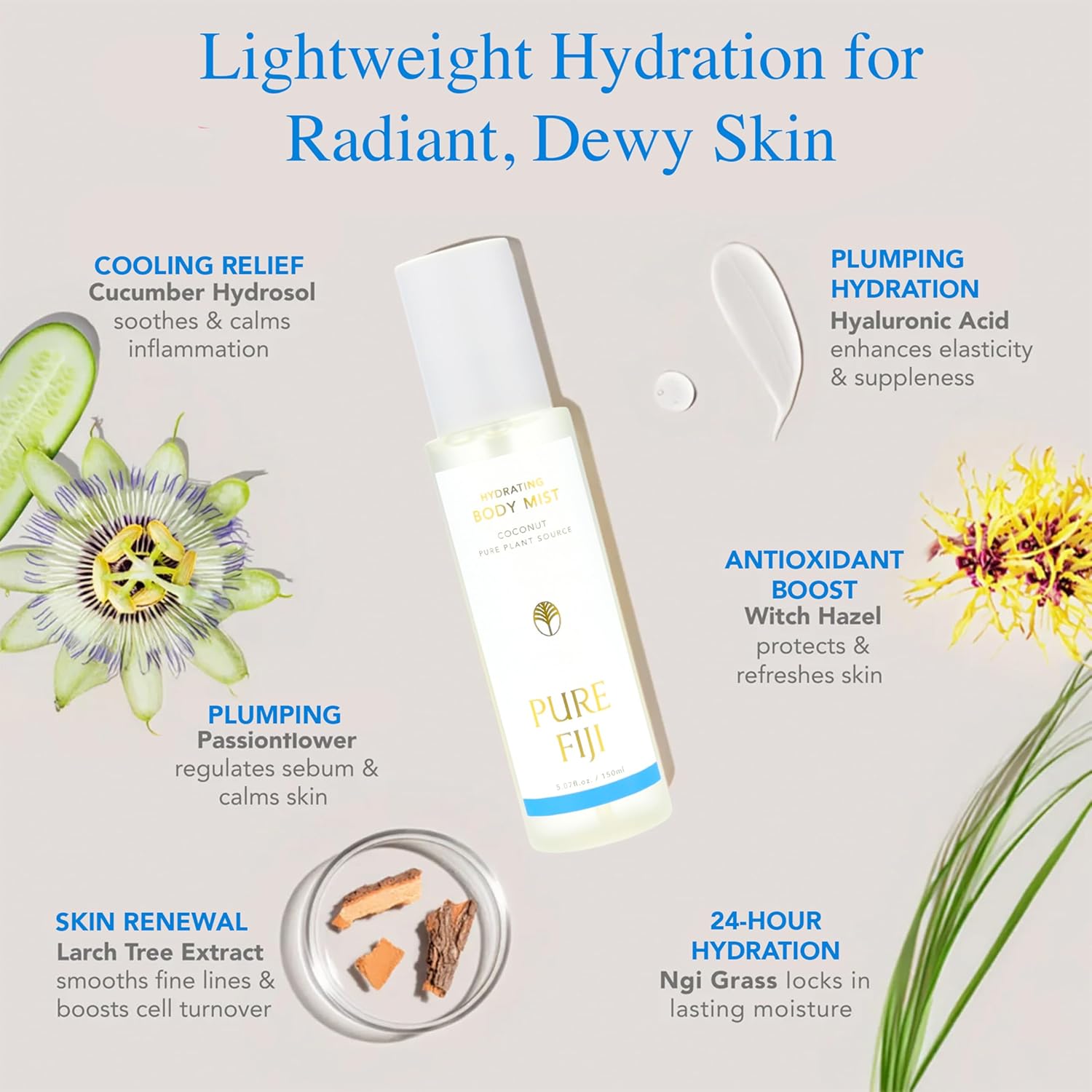 PURE FIJI Hydrating Body Mist, Coconut (5 oz/150ml) - Image 4