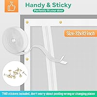 Vista 8 de Nueva puerta de malla reforzada para gatos, se adapta a puerta de 30 x 80 pulgadas, puerta resistente a mascotas con cremallera bilateral, evita que