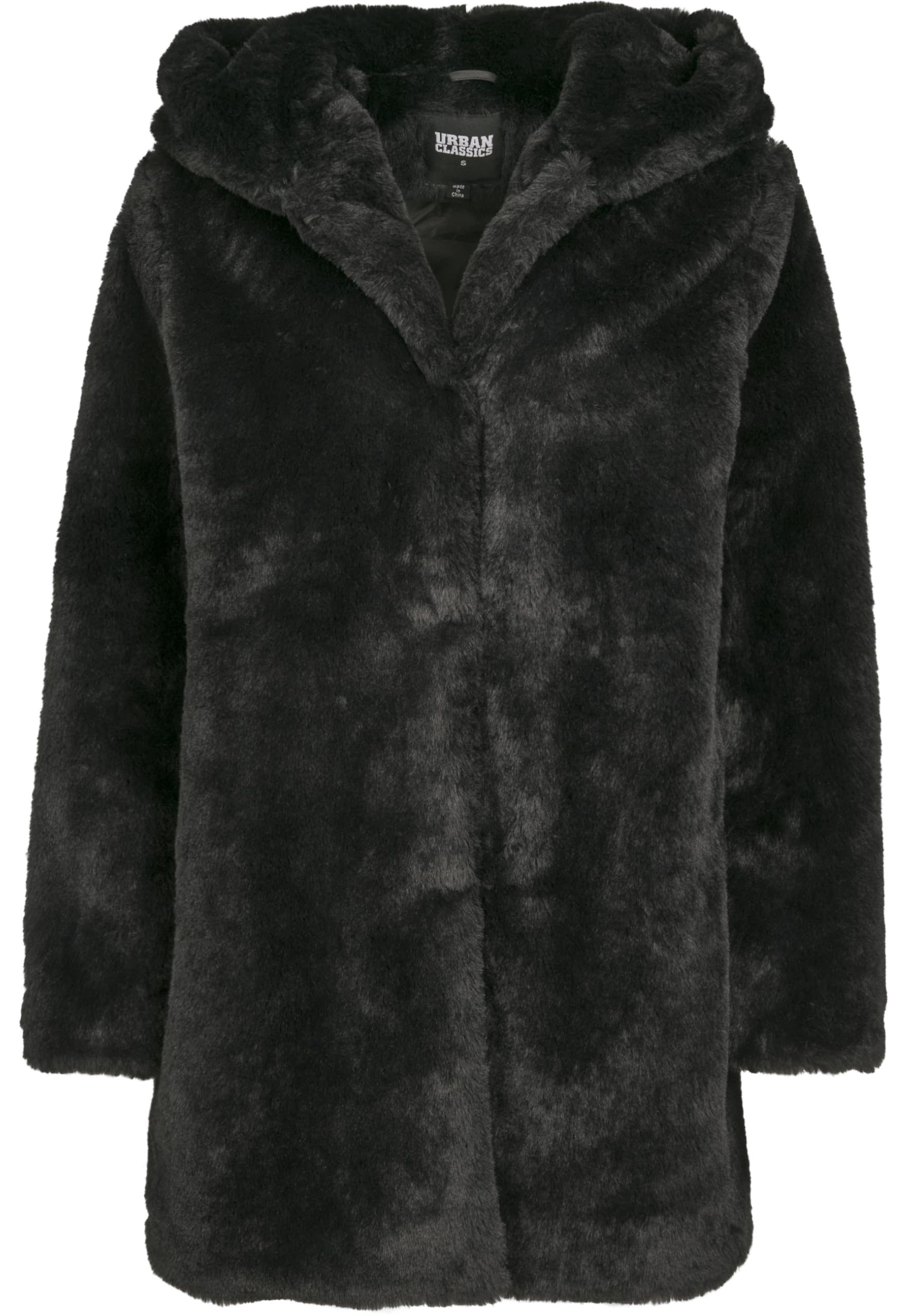 Urban Classics Women's Teddy Jacket Plush Coat Made of Teddy Fleece - Ladies Hooded Teddy Coat Parka, black, 3XL UK