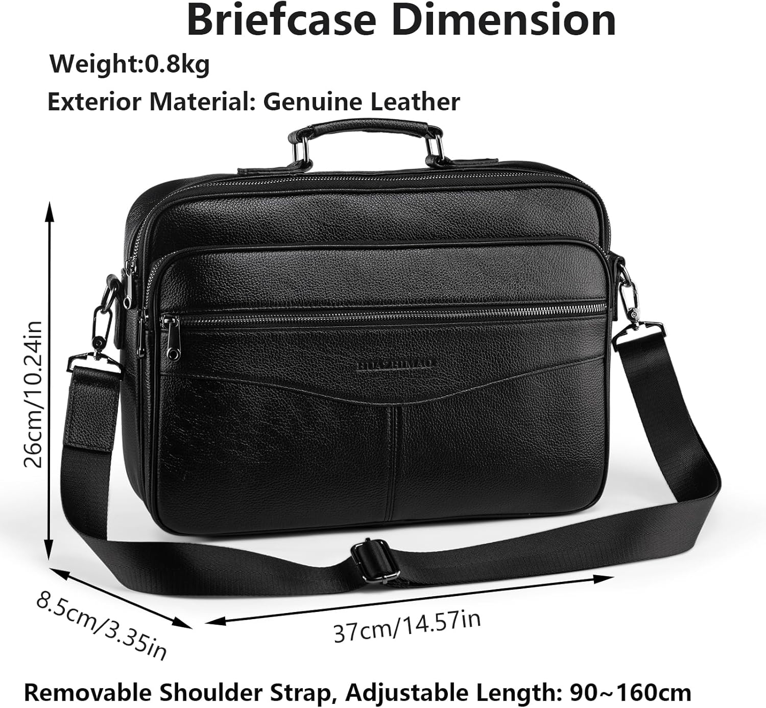 Business Laptop Briefcase for Men 15.6 inch Genuine Leather Computer Laptop Satchel Bag Retro Waterproof Handheld Shoulder Bag Men's Office Commuting Trip Briefcase - Image 4