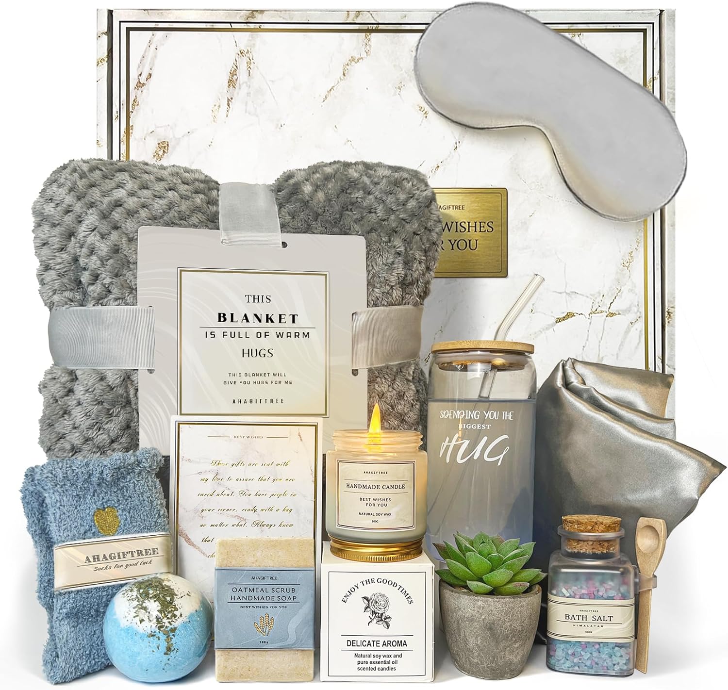 ,Birthday Gift Basket,Get Well Soon Gift Baskets For Women,12PC Get Well Gifts for Women After Surgery,Care Package,Grief,Sympathy Gifts,Condolences Gift