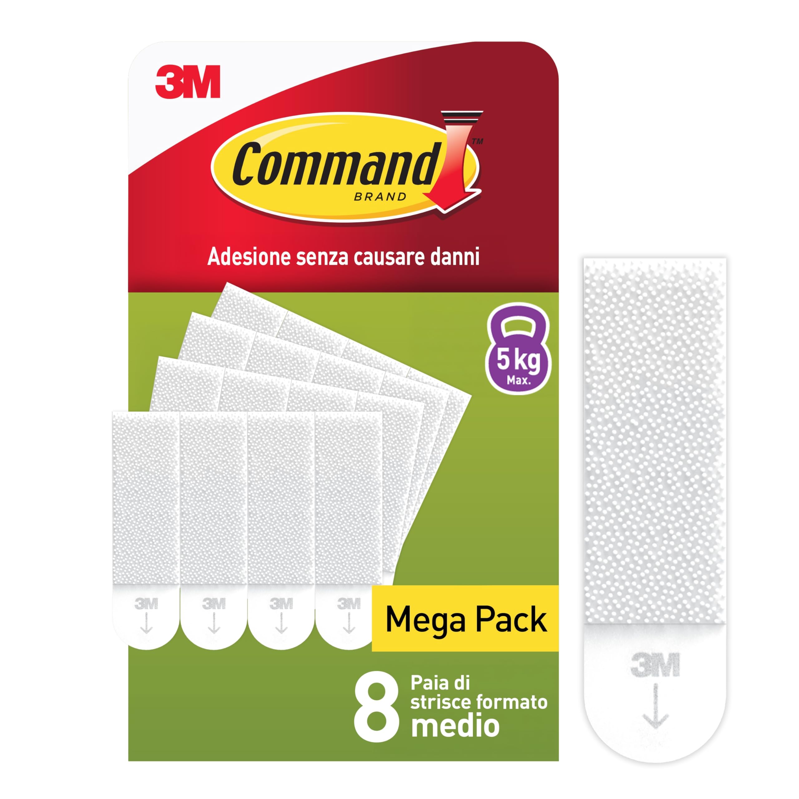 Command Strisce Adesive Appendiquadri Medie, Taglia M - 8 Paia (16 Strisce) Bianche - Appendi Quadri e Cornici senza Chiodi, Rimovibili senza Residui, Tenuta fino a 5 kg