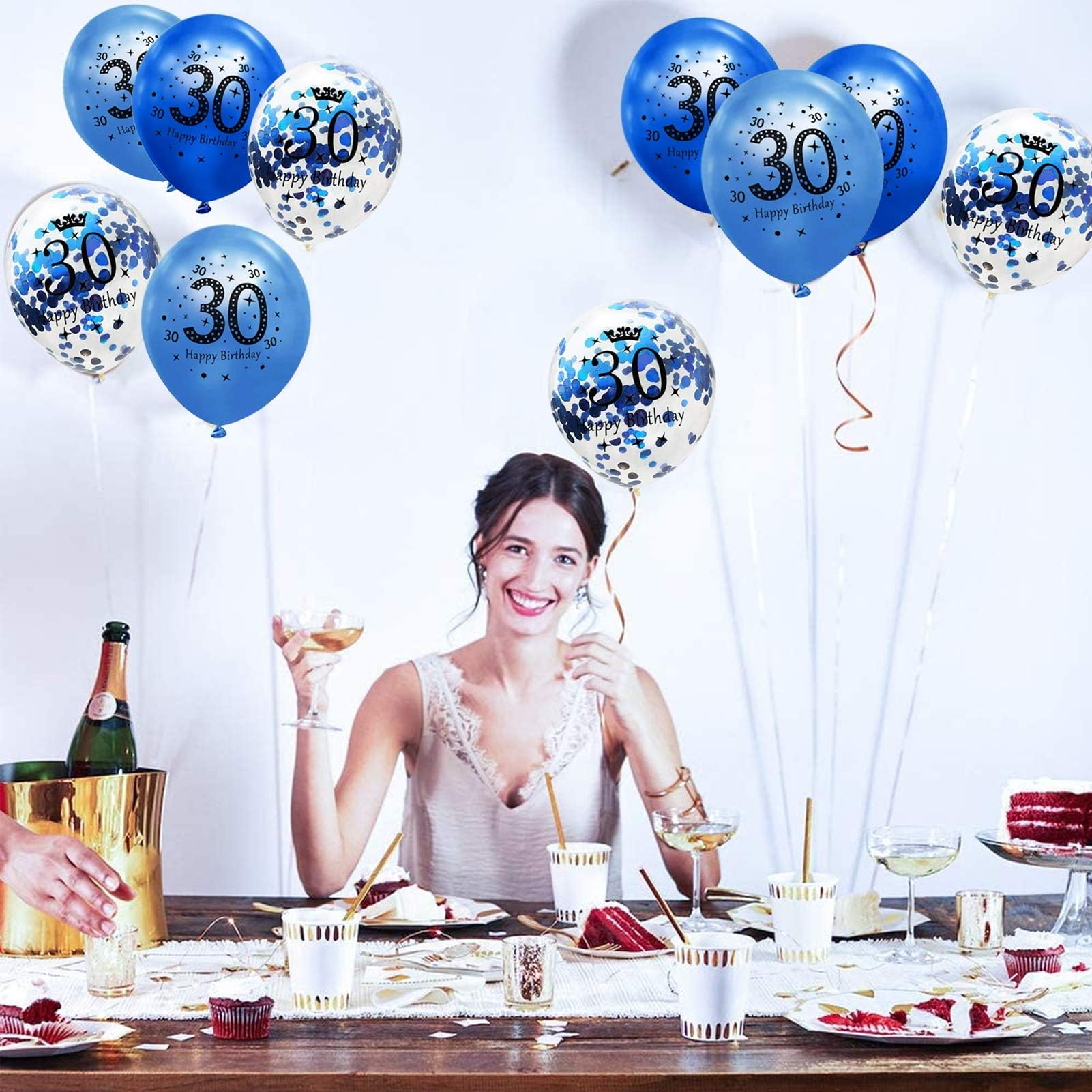 18. Geburtstag Luftballons, 30 Stück – Blaue Konfetti-Latexballons, 12 Zoll, Für Partydeko Innen & Außen