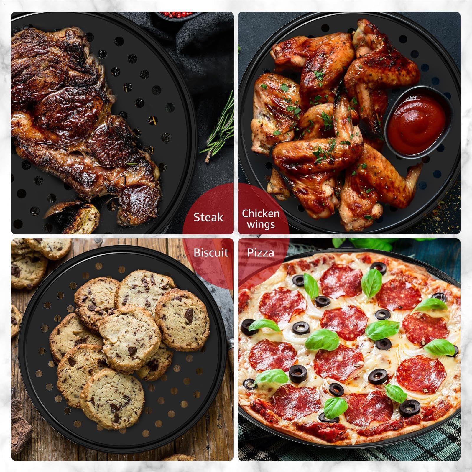 Teglia per Pizza Cucina Antiaderente Acciaio Al Carbonio