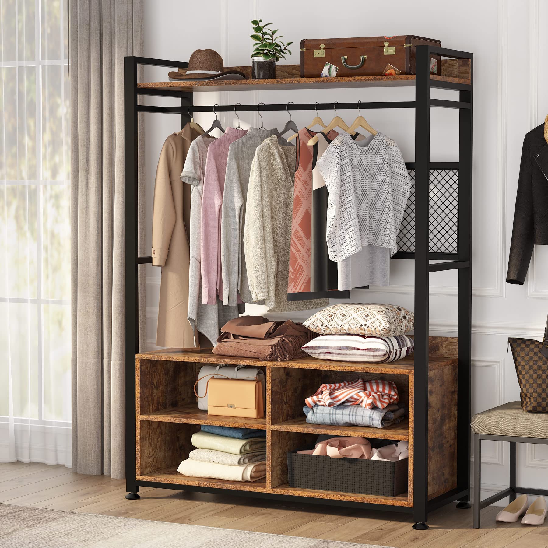 Tribesigns FreeStanding Closet Clothing Rack, Metal Closet Organizer