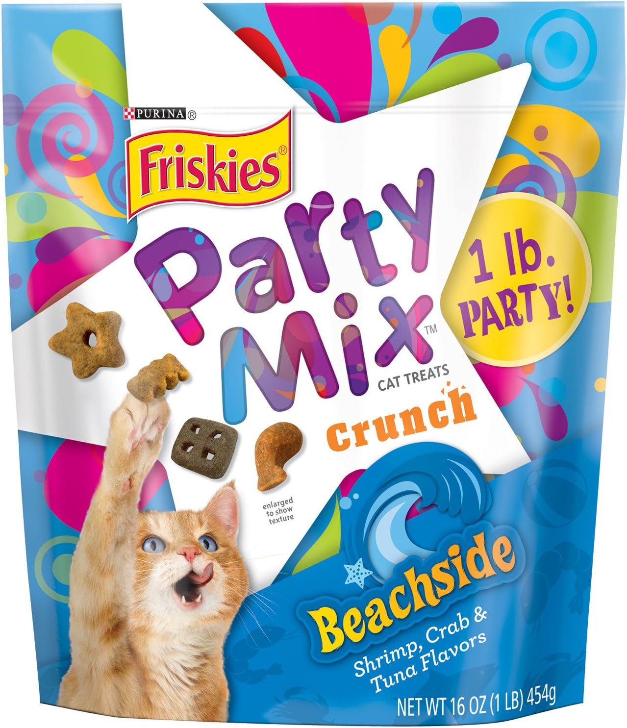 Friskies Party Mix Cat Treats, Beachside Crunch, 16-Ounce Pouch, Pack Of 1