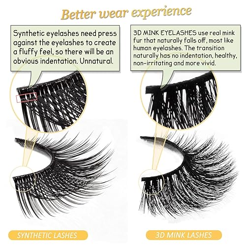 Miniatura 9 de GOO GOO Pestañas de visón 3D, 0.630 in a 0.984 in, pestañas de visón al por mayor, pestañas postizas naturales siberianas 100 % auténticas, pestañas