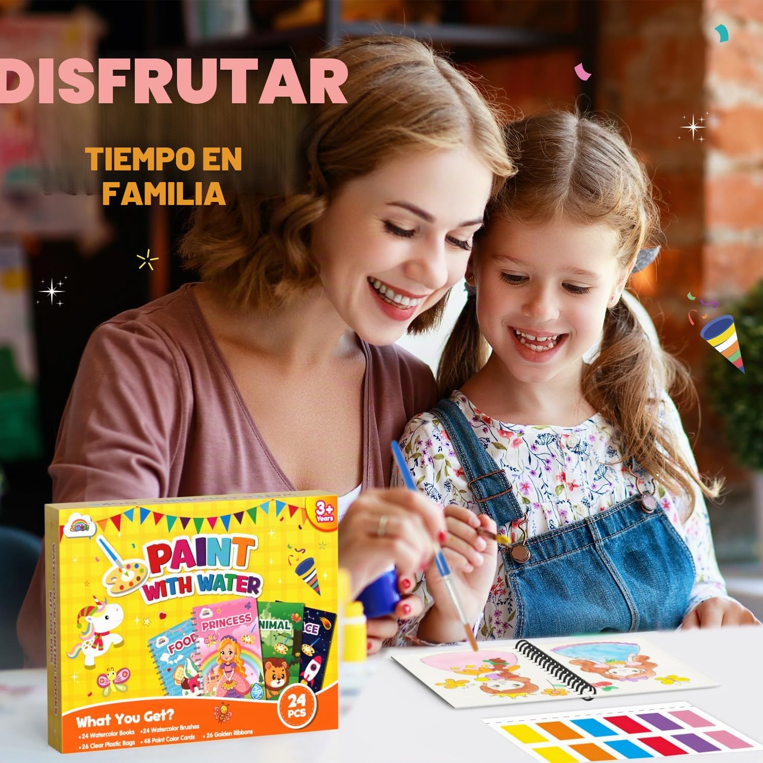 ZMLM Libros de Colorear con Agua para Detalles Cumpleaños niños, Regalos Cumpleaños Colegio invitados Juguetes, Livros de colorir infantis Manualidades Niños para 3 a 9 Años(24 Clásico)