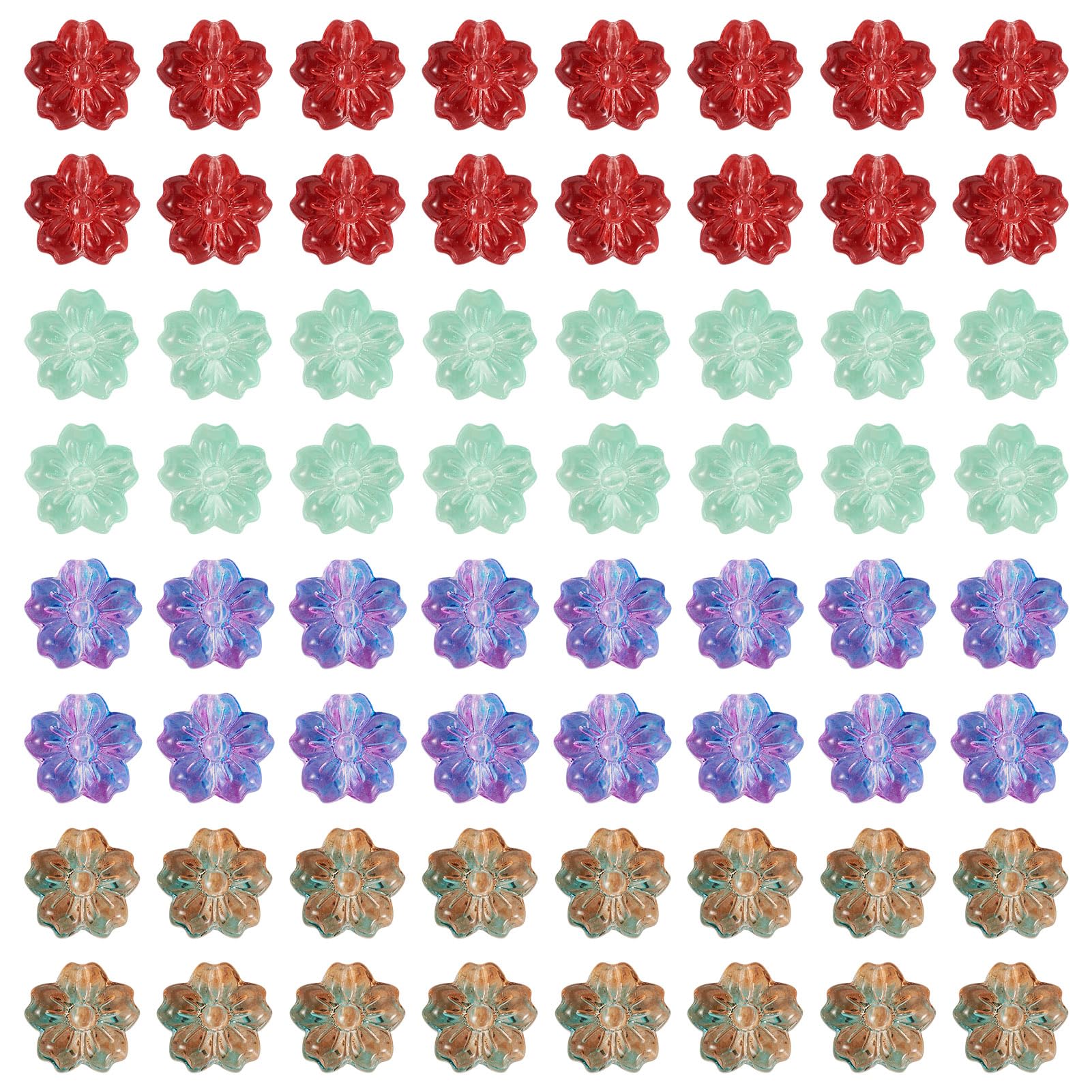 Bestewelry 80 pcs Glass Flower Beads Sakura Flower Crystal Bead Floral Loose Spacer Beads for Spring Bracelets Necklace Earring Jewelry Making Home Decoration โ image 1