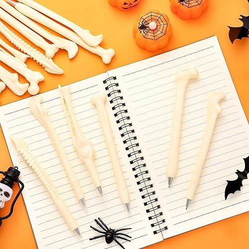 Miniatura 5 de Bolígrafos de hueso de Halloween novedosos con forma de hueso, bolígrafos de tinta negra de 0.039 in, bolígrafo de esqueleto, bolígrafos creativos