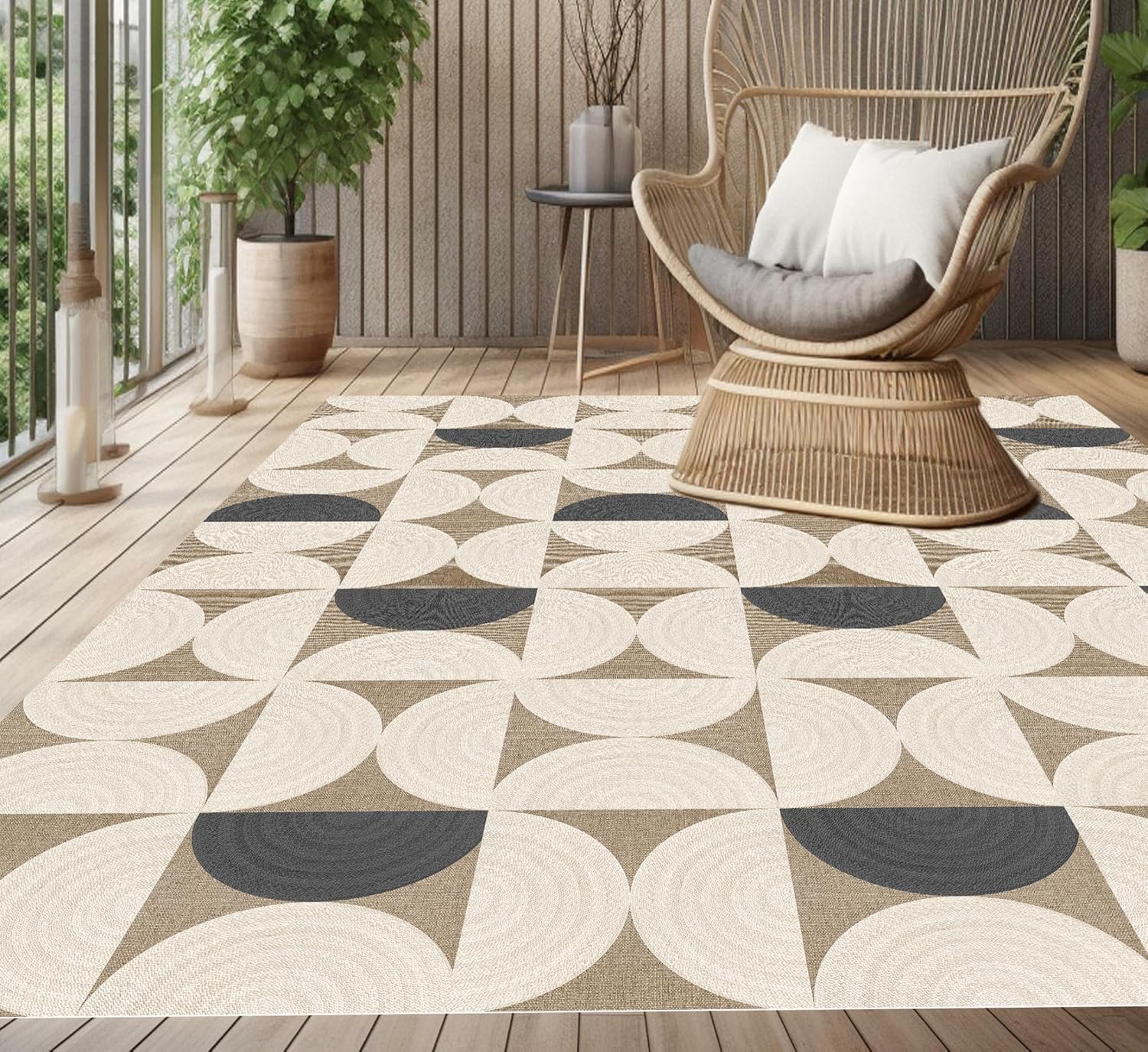 VINILIKO Design | Alfombra Vinílica Geométrica - Comporta 140x200 cm - Interior y Exterior, Antideslizante, Impermeable, Lavable - Diseño Vintage - Varios Tamaños - Alfombra Vinilo Salón, Terraza