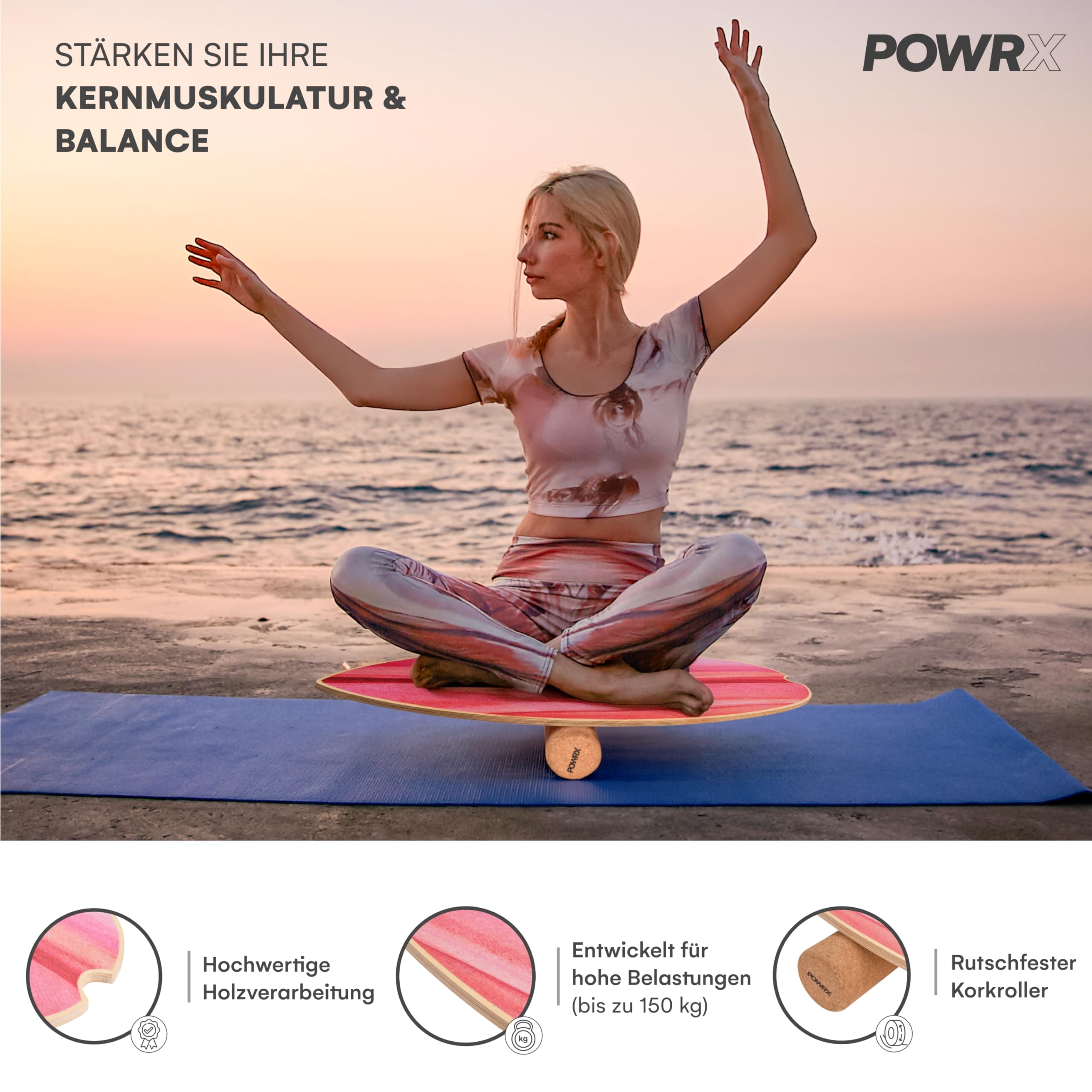 LOMUG Balance Board Mezzo Emisfero In Sughero Massiccio – Ø 15 Cm, H 7 Cm, Antiscivolo, Per Yoga, Fitness E Riabilitazione