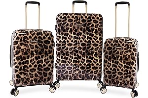 Women's Stunning 3-Piece Leopard Print Luggage Set: A Safari Getaway Essential