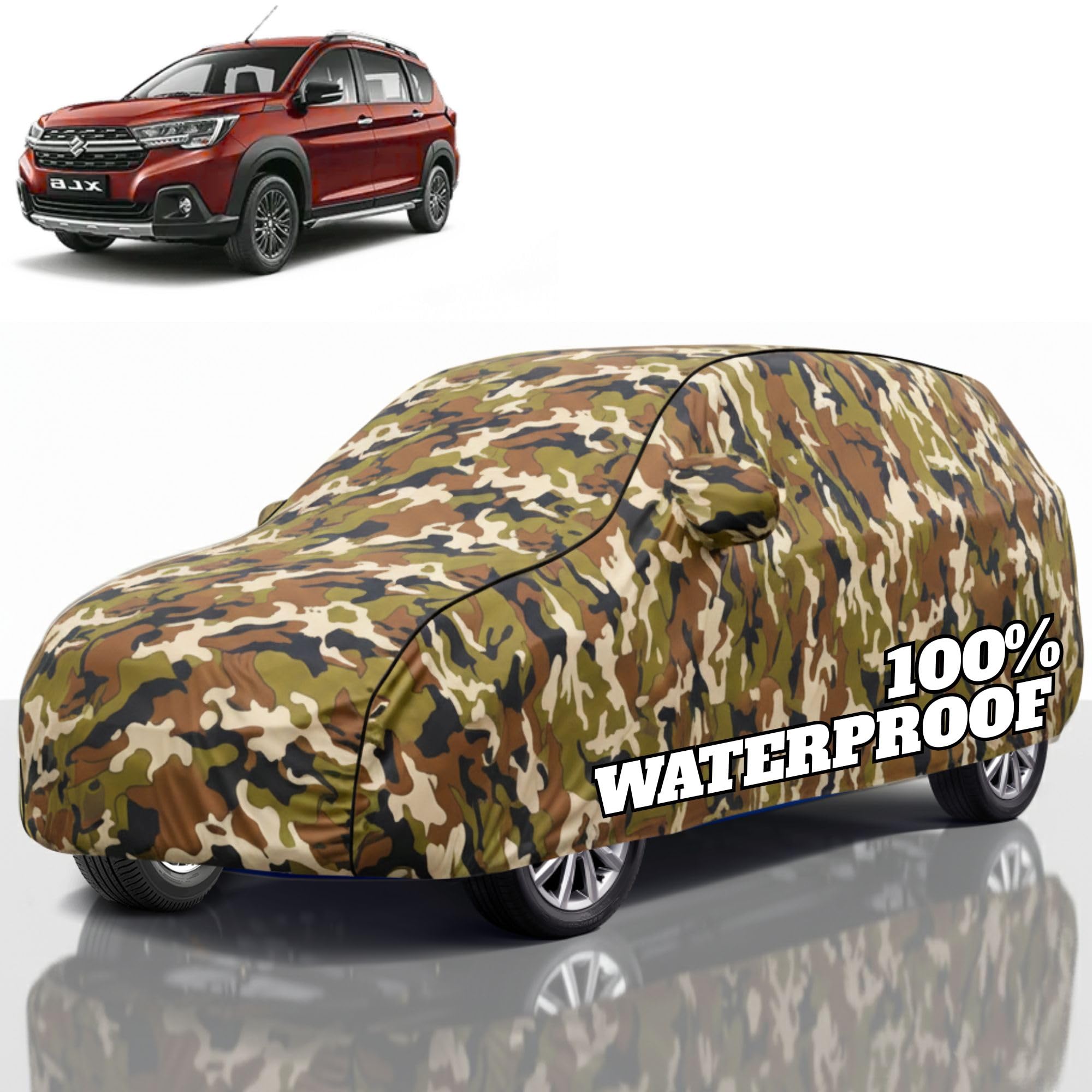 Premium Polyester Car Cover Xl6 All-Weather Protection from Rain, Dust &amp; Sun | UV Resistant Fabric | Full Body Secure Fit for Outdoor &amp; Indoor Parking Jungle
