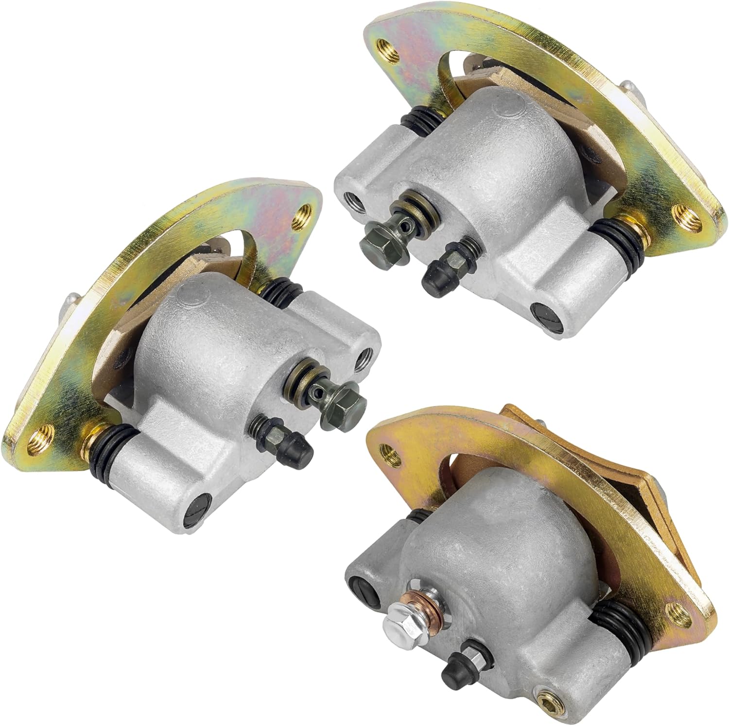 Caltric Front and Rear Brake Caliper with Pads Compatible with Polaris Scrambler 850 2013 2014 2015 2016 2017 2018 2019 2020 2021