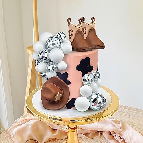 Miniatura 10 de 25 piezas de decoraciones para tartas de vaquera, sombrero de vaquera y botas, decoración de pastel de bola de discoteca, decoración de pastel de