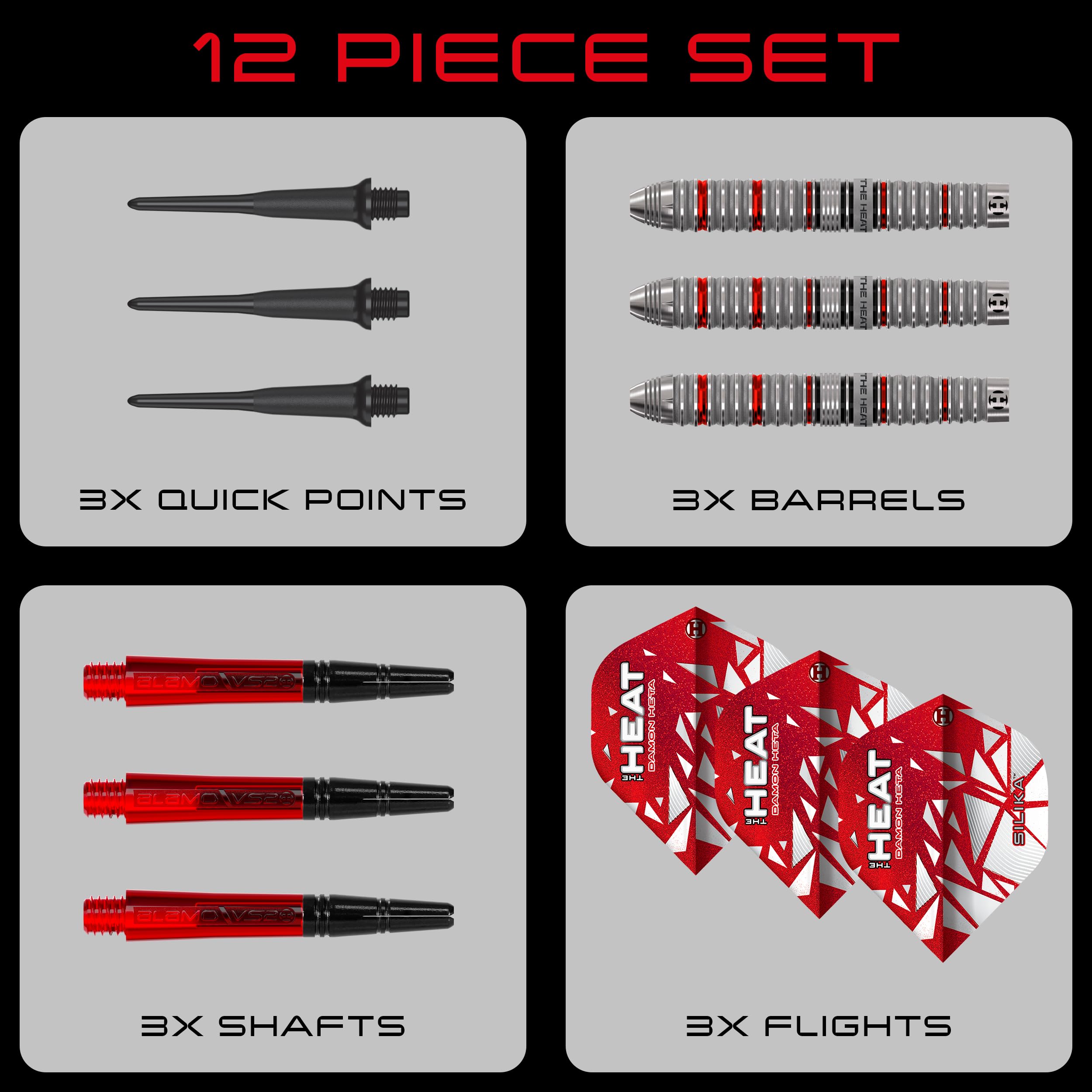 Harrows Damon Heta 90% Tungsten Darts Series 4, Softtip Darts Set Available in 18g & 20g with Alamo VS2 Shafts & Silica Flights, Professional Player Inspired Design for Electronic Dartboards