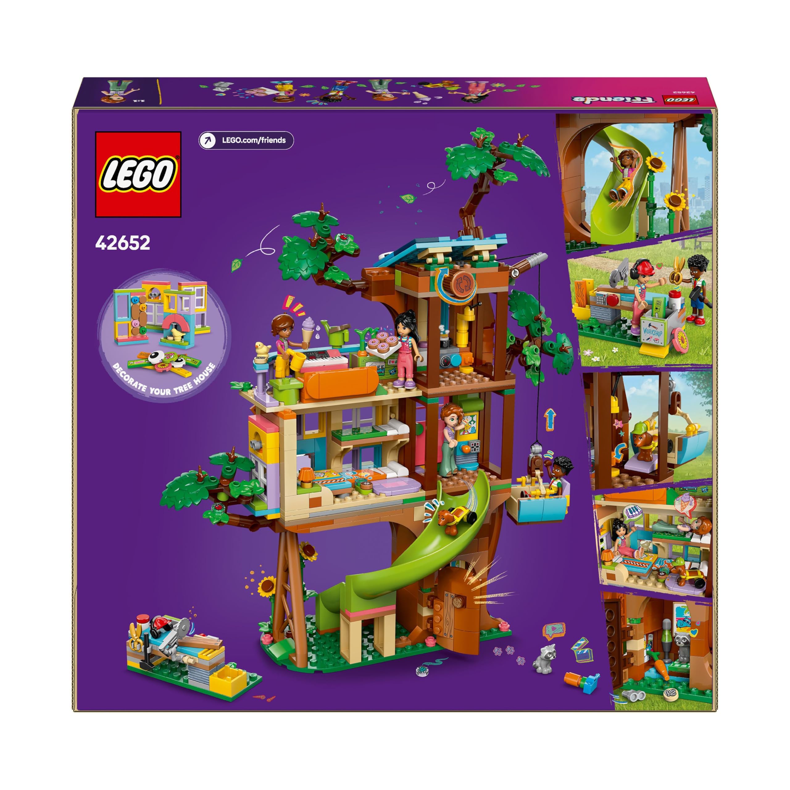 LEGO Friends Spotkanie w domku na Drzewie Przyjaźni 42652 | Zabawa w przyjaźń, zestaw ze zwierzątkami, prezent dla dziewczynki i chłopca 8+, 701 elementów