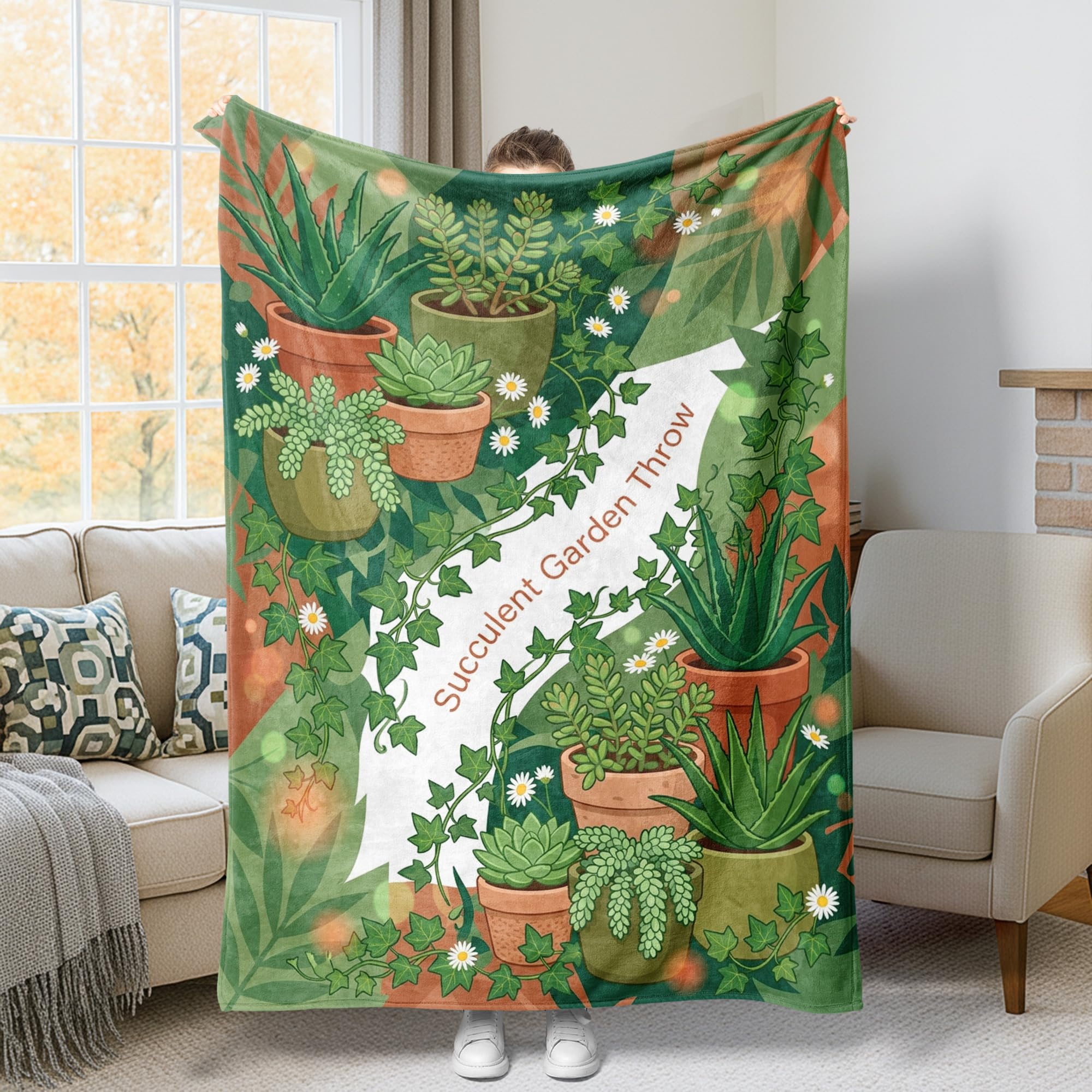 Jeté de lit en flanelle douce plaid vert lierre pour salon et lit