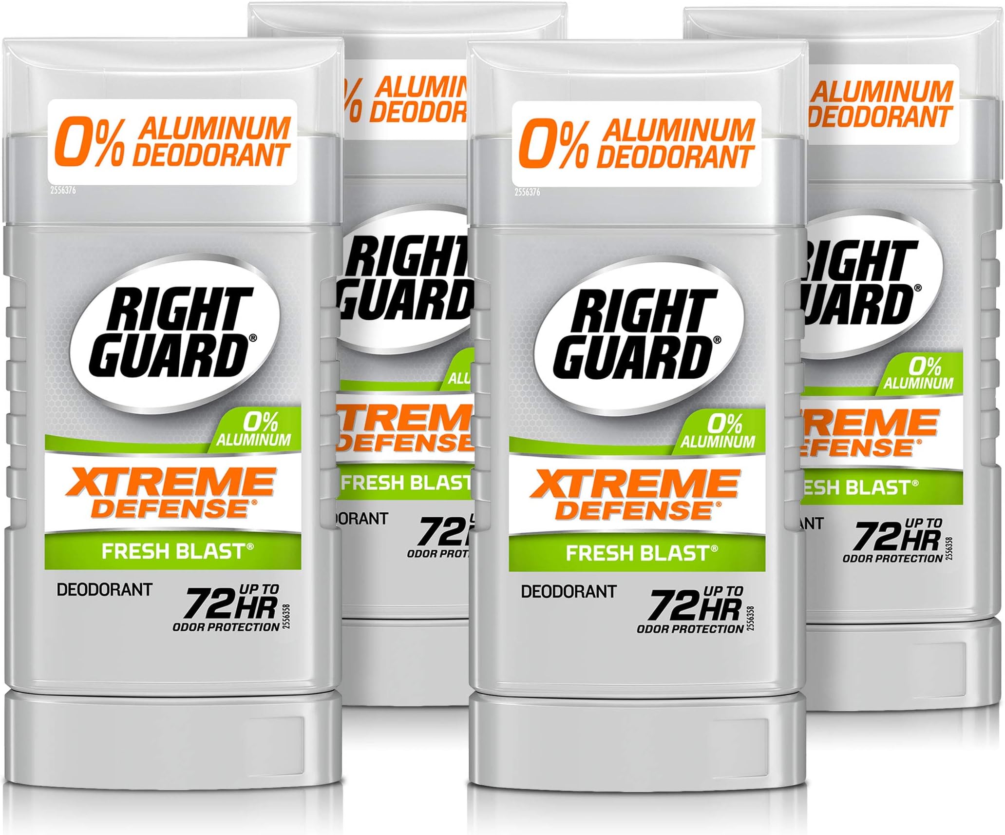 Right Guard Xtreme Defense Aluminum-Free Deodorant Invisible Solid Stick, Fresh Blast, 3 oz (Pack of 4)