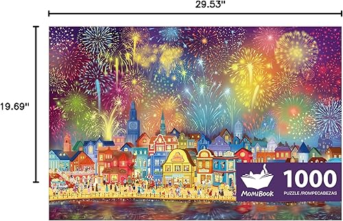 Miniatura 10 de MOMIBOOK - Rompecabezas para adultos de 1000 piezas, de Night Town, proceso luminoso, 29.5 x 19.7 pulgadas, juguetes, elefante blanco para adultos,