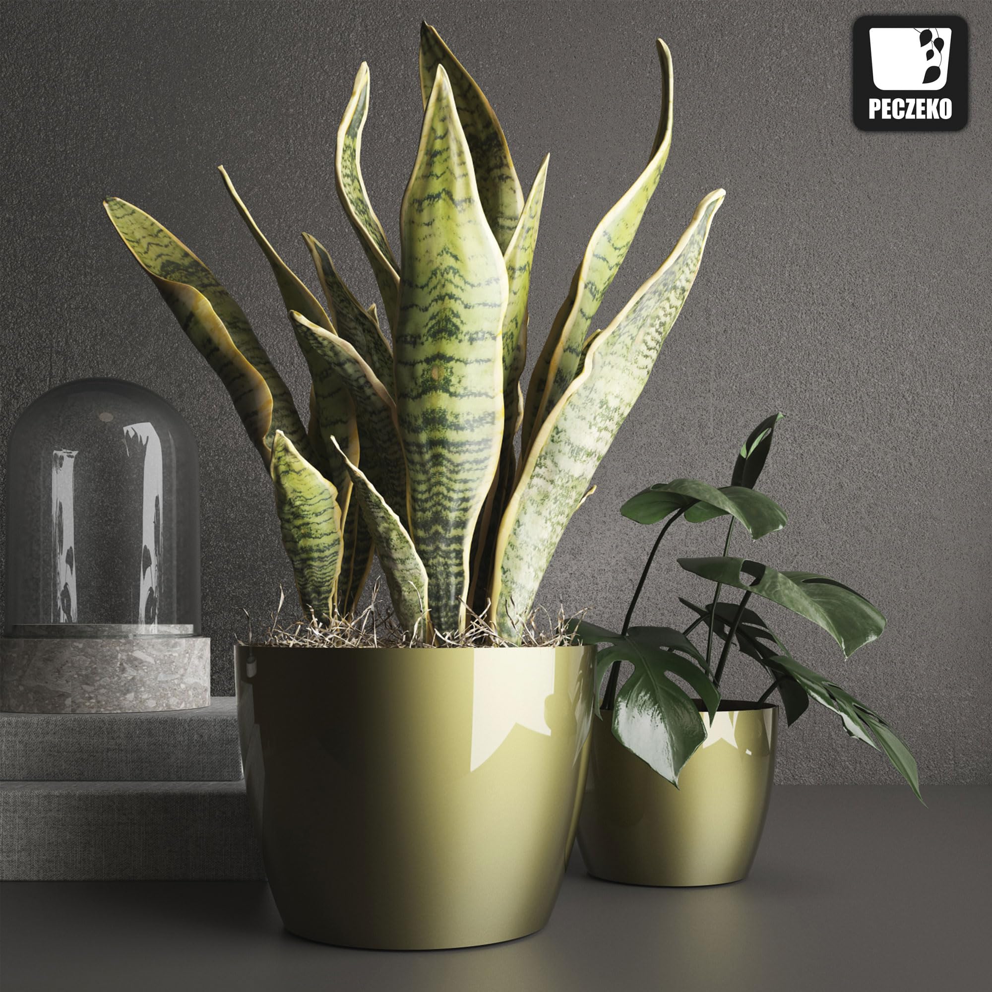 Macetas Brillantes Macetas Decorativas Hierbas Macetas Redondas de plástico duraderas y Ligeras para salón, Comedor, Cocina, terraza, balcón Juego de 2 Piezas (Antracita, diámetro 16 cm) — view 60