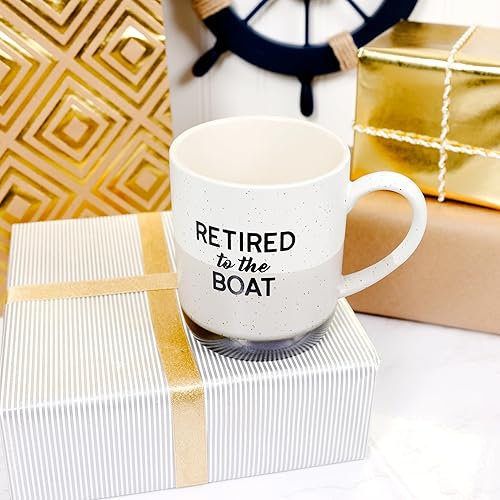 Miniatura 7 de Pavilion Gift Company Taza de 15 onzas  Retired To The Boat - Taza de café de gres moteada, color beige