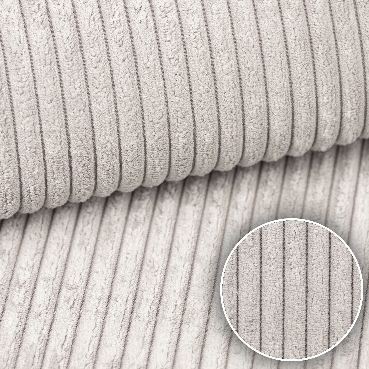 Heko Panels Cream Murano Premium Corduroy Look Decorative Fabric Furniture Fabric Upholstery Fabric Cord Wide Cord