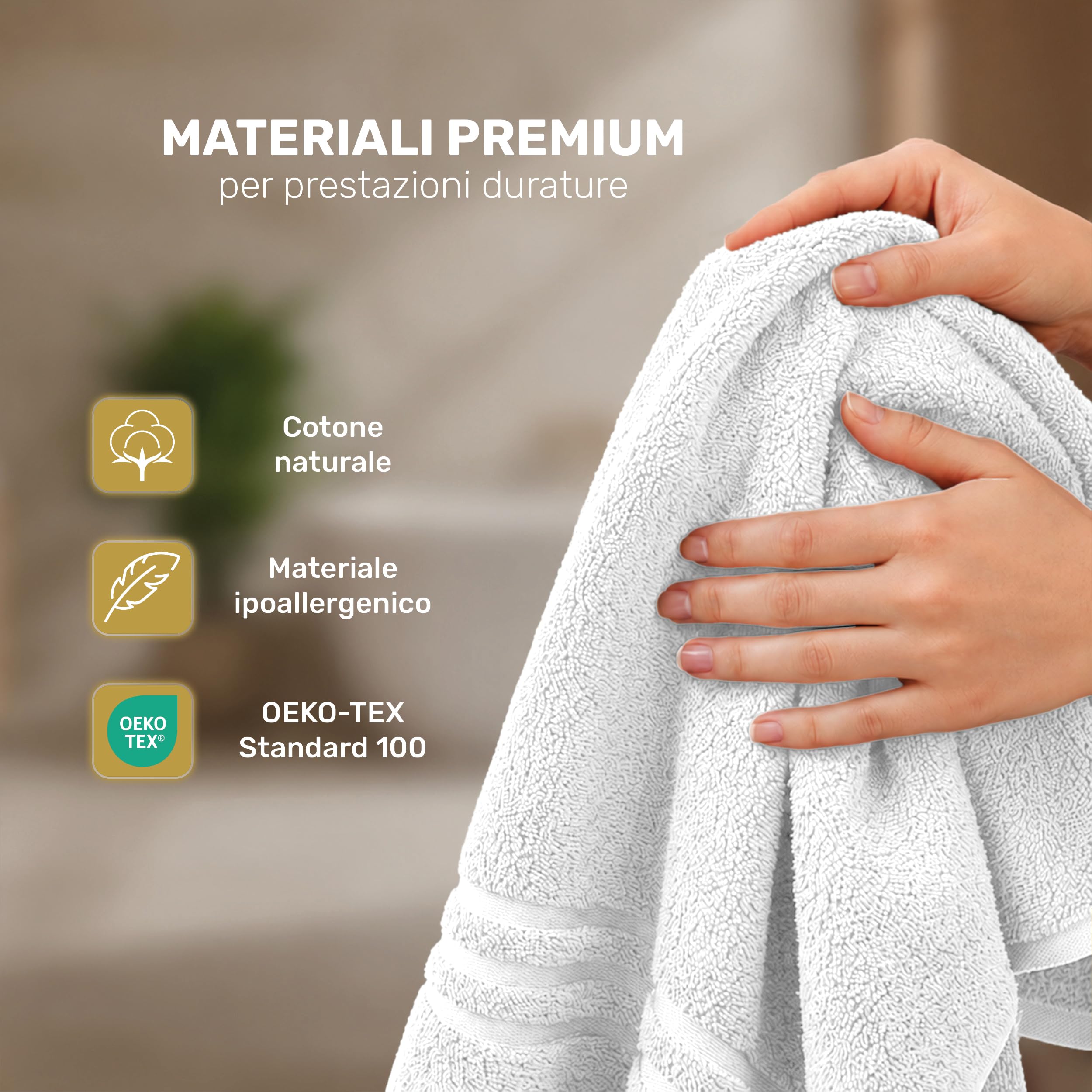 Lavea® Set Asciugamani Bagno 8 Pezzi 50x100 cm – Spugna 100% Cotone Morbida e Assorbente – Asciugamani Viso, Mani e Bidet per Casa, Hotel, Spa – Bianco