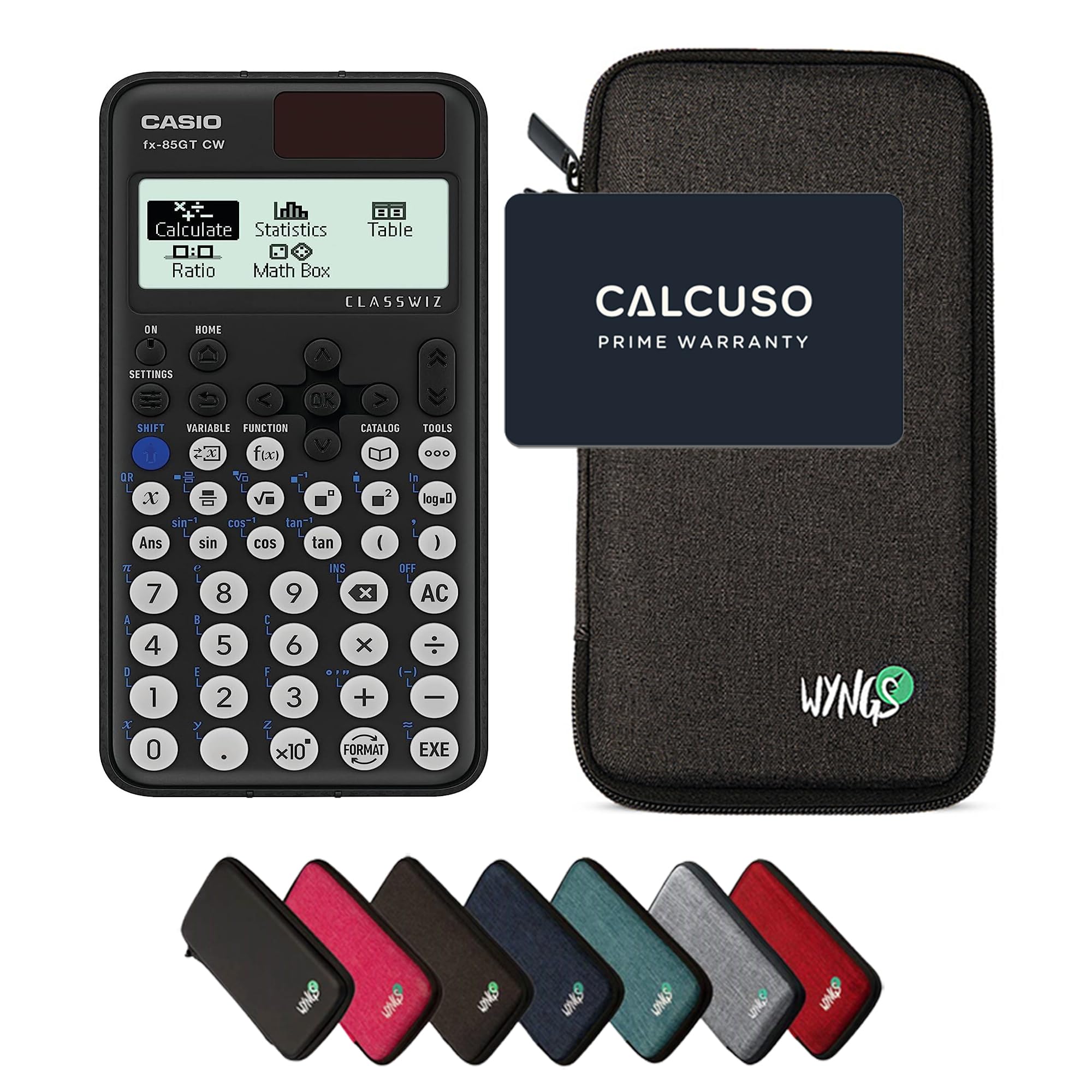 Casio fx-85GT CW including a WYNGS protective case in Dark Gray - Basic Set