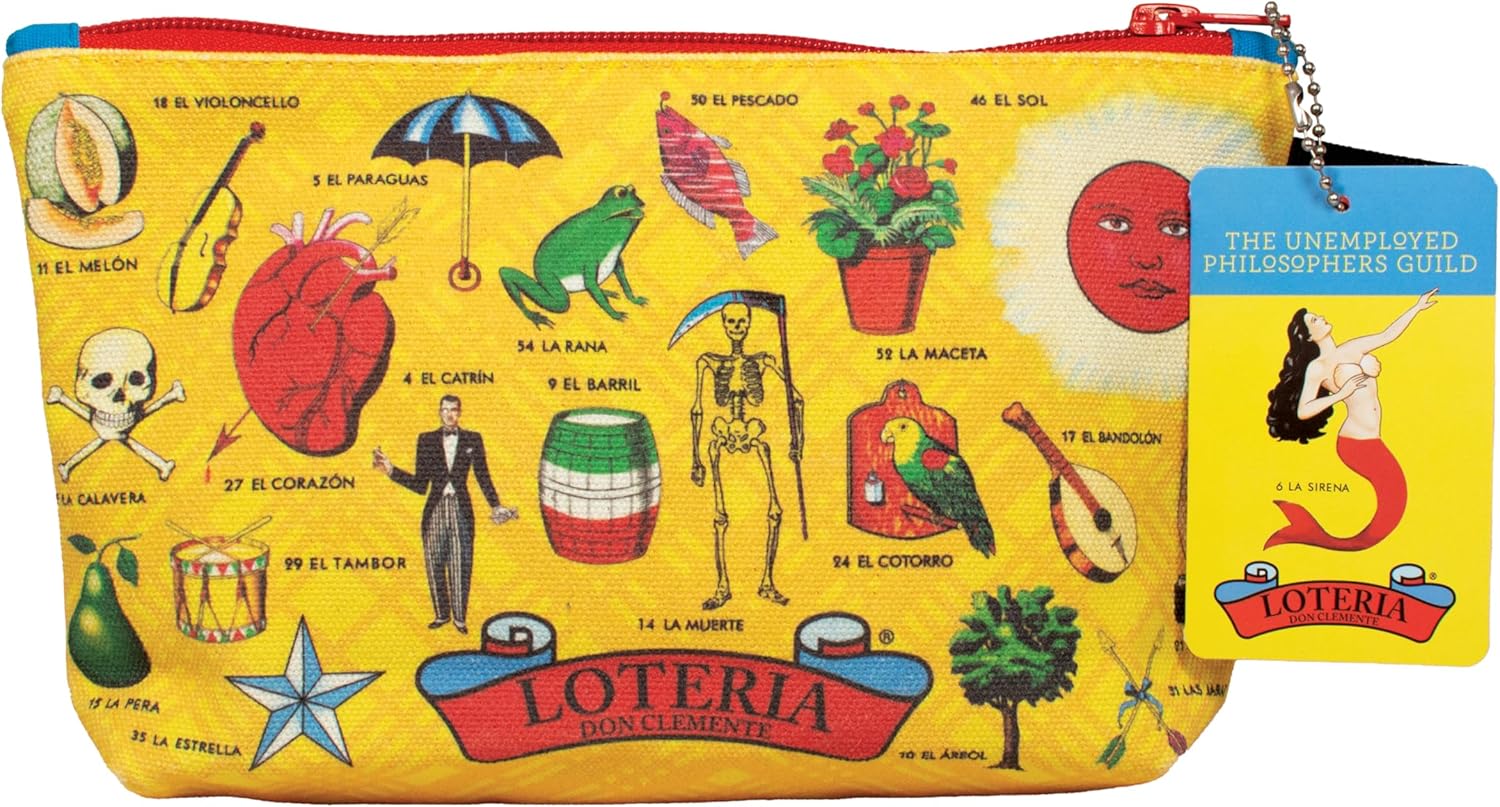 The Unemployed Philosophers Guild Lotería Bag - With Iconic Illustrations, 9" Canvas Zipper Pouch for Pencils, Tools, Cosmetics, Toiletries and More - Image 8