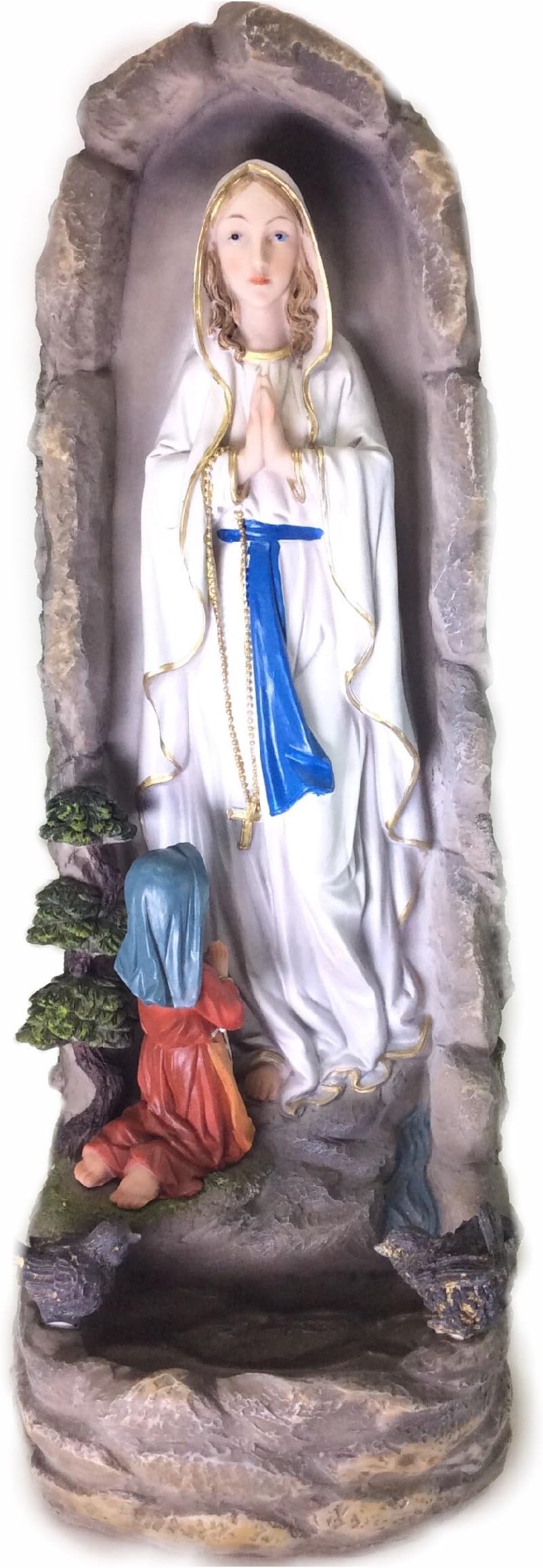 22" Our Lady of Lourdes Hand Painted Resin Outdoor Garden Statue Water-Based