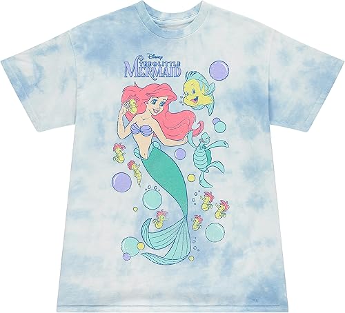 Disney Camiseta vintage de teñido anudado con diseño de Ariel de la Sirenita para hombre