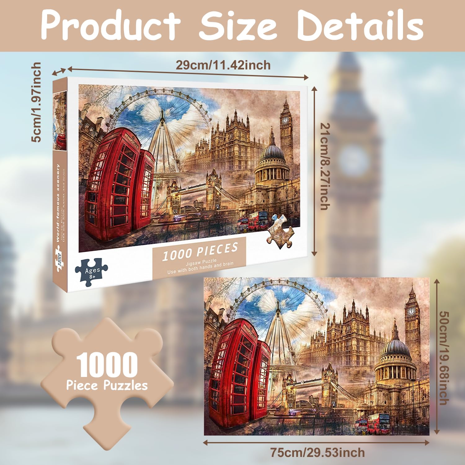 Adult Jigsaw Puzzles 1000 Pieces, London-Themed Puzzle for Adults Puzzle 1000 Pieces - Image 2