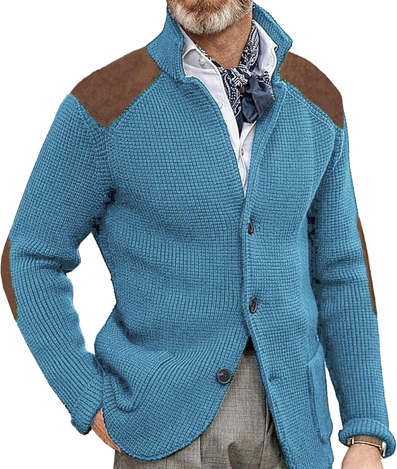 Maiyifu-GJ Mens Casual Stand Collar Cardigan Sweaters Long Sleeve Slim Button Knitted Sweater Lightweight Warm Knit Outerwear