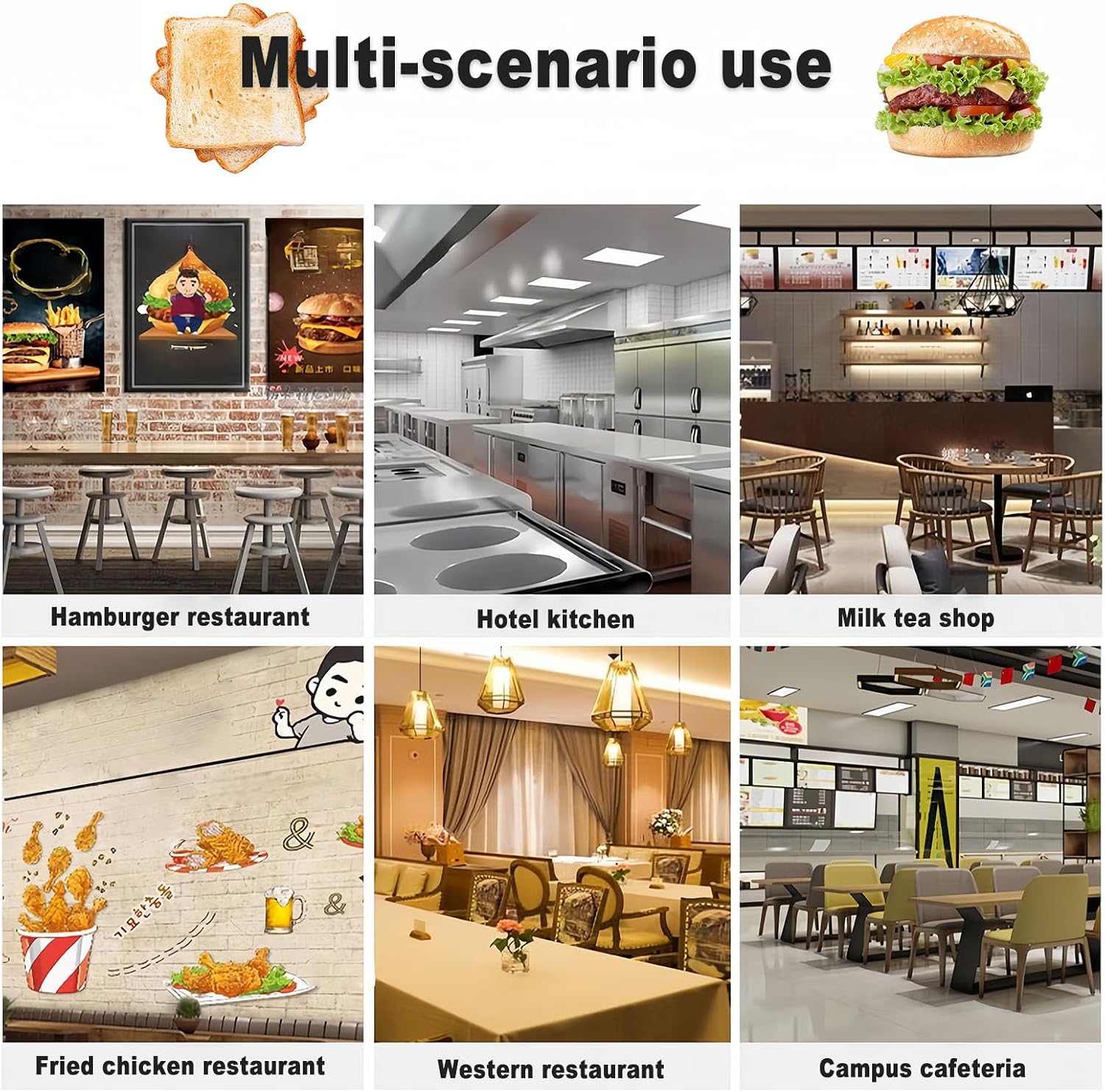 Commercial Fully Automatic Burger Machine, Electric Chain Type Toast/Bun/Bread Baking Heating Machine,Temperature Adjustable, Thickness Adjustable