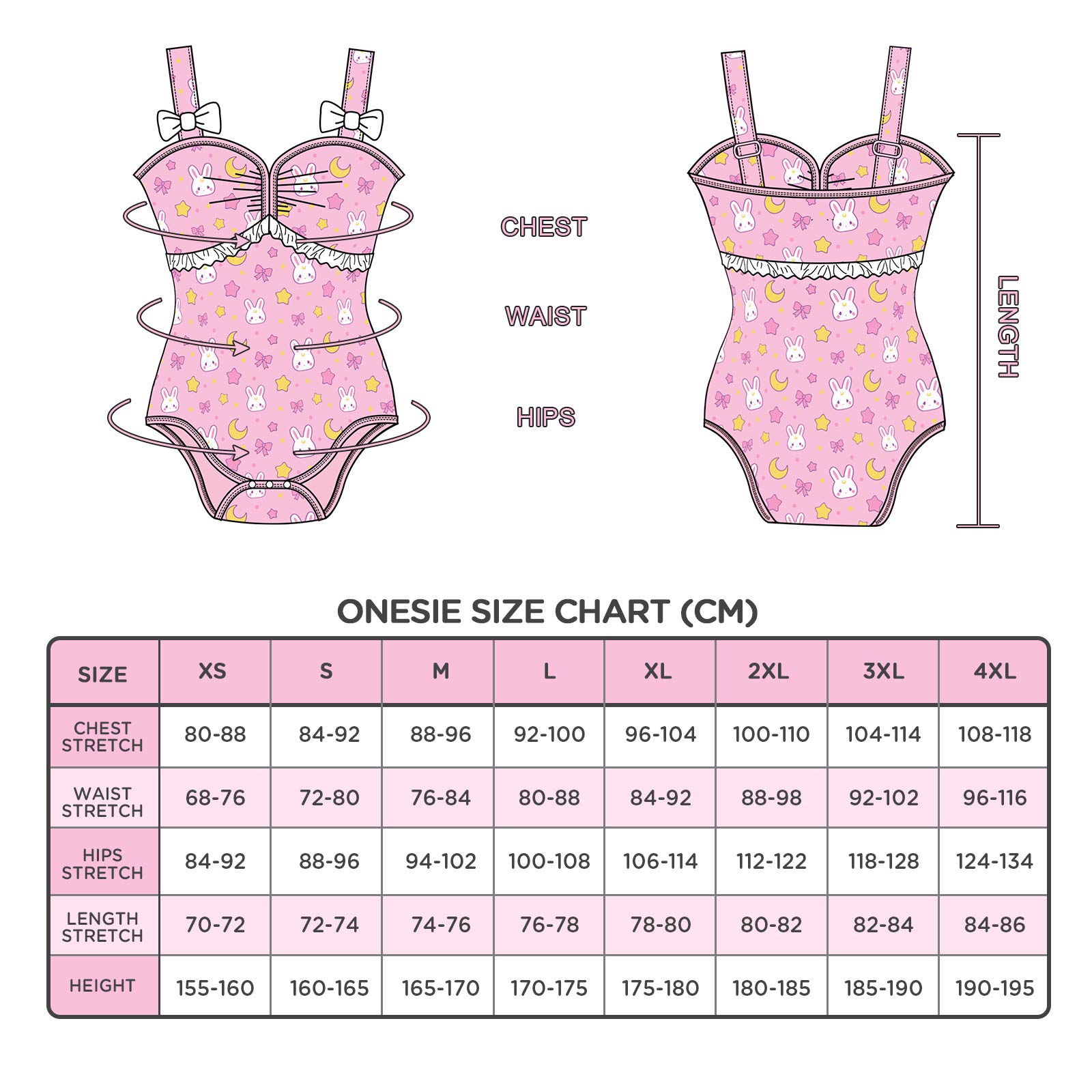 LittleForBig Bawełniany śpioszki Onesie Piżama Bodysuit-Usagi Moon/miś przyjaciele
