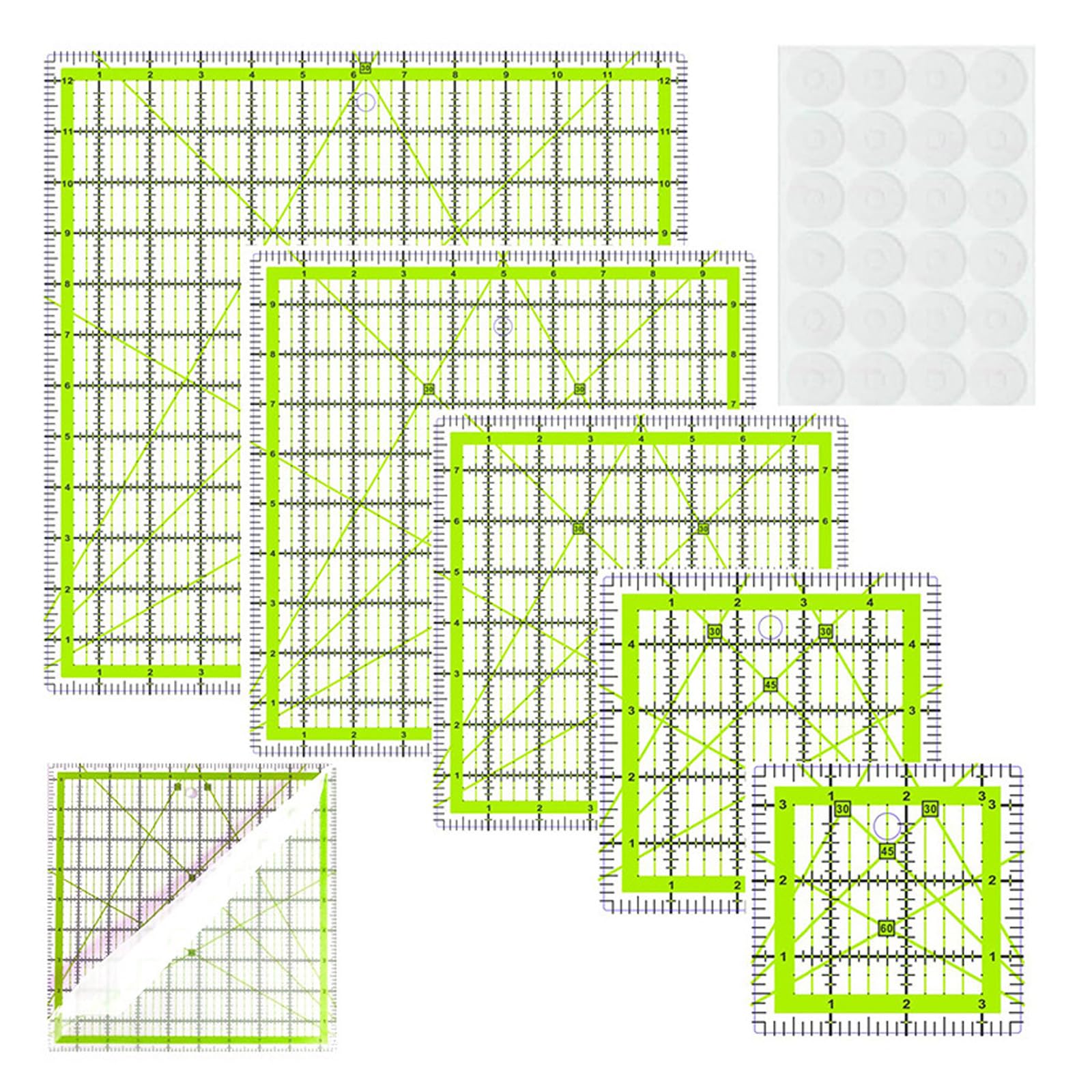 Tsophreniq 6Pcs Sewing Ruler Set Clear Acrylic Quilting Templates Patchwork Ruler for Fabric Cutting Dressmaking Measuring Acrylic Tool with Markings