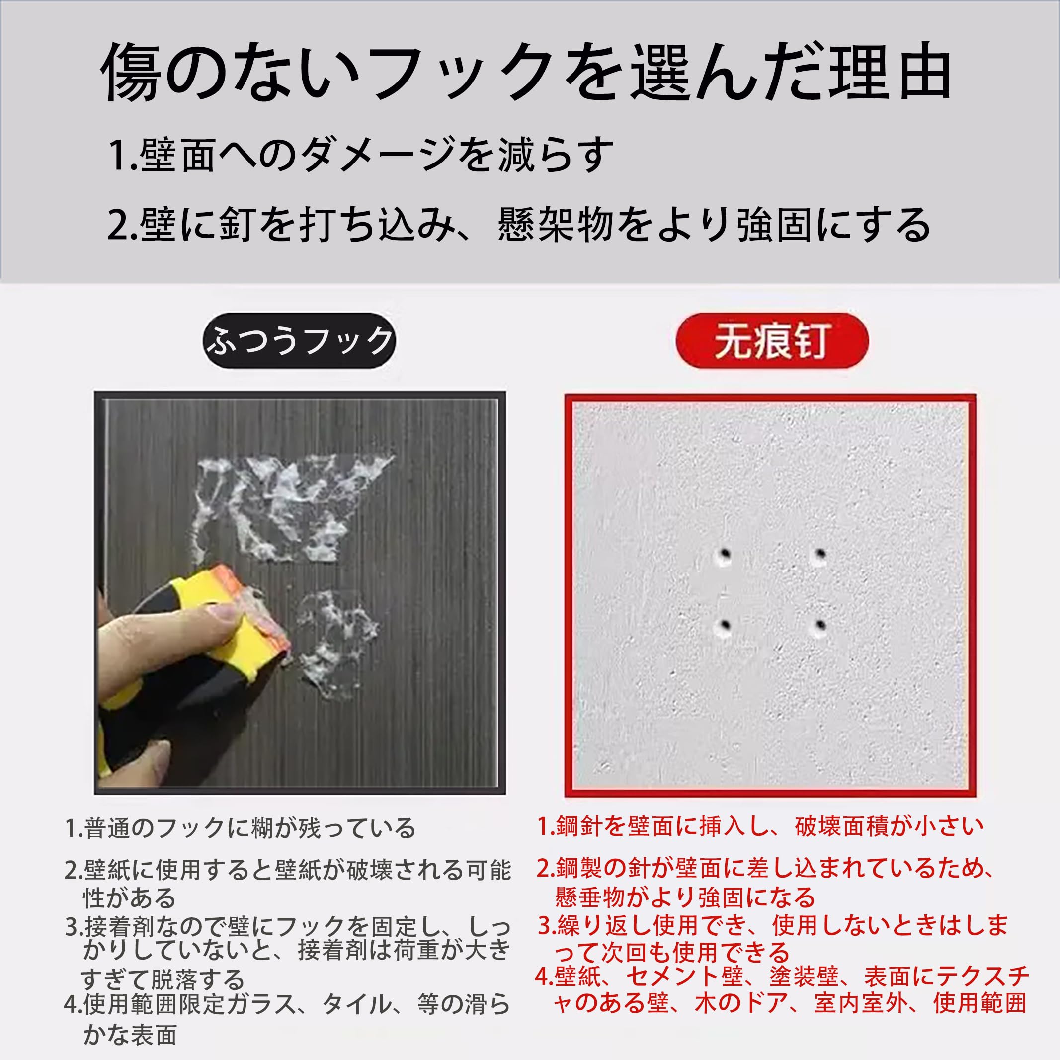Amazon.co.jp: 【VEVE&MIKI】フック 壁 傷つけない 耐荷重1kg (20個