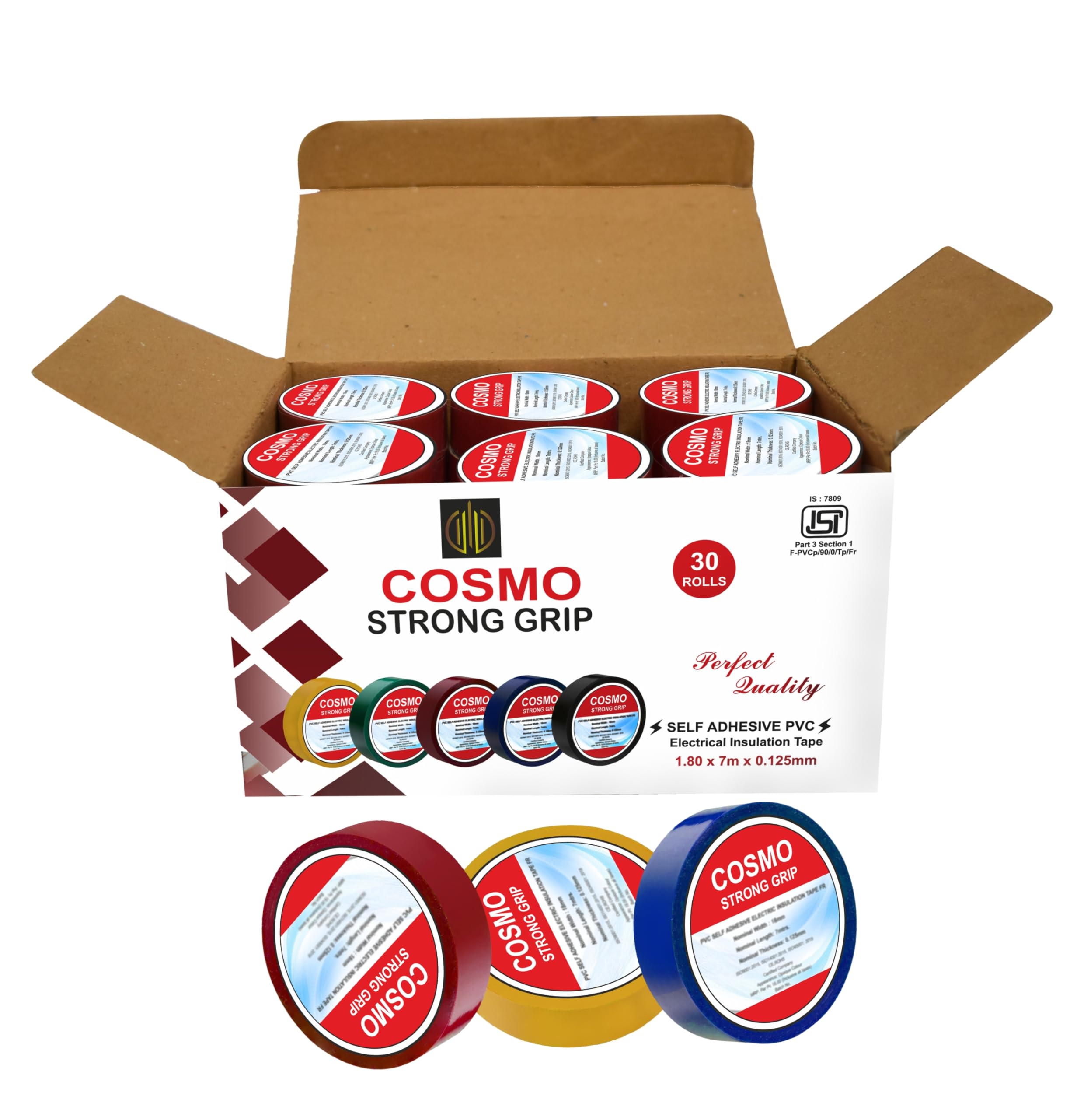 Forus Cosmo ISI Marked PVC Insulation Electrical Tape, Fire Retardant Waterproof Strong Self Adhesive Electrical Tape for household wiring, Electrical Wire Tape 18mm x 7 Meters, Red/Yellow/Blue 30Pc (B0CWVJR72C) Amazon Price History, Amazon Price Tracker
