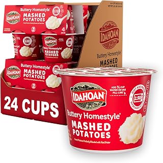 Idahoan Buttery Homestyle Instant Mashed Potatoes Cups, 1.5oz Pack of 24 - 100% Real Idaho Potatoes, Gluten-Free