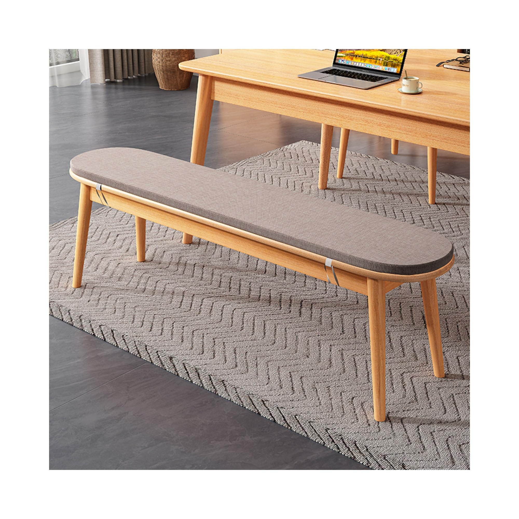 Banc en Bois Massif avec Coussin pour Éviter les Chocs et l'Inconfort dans l'Entrée