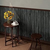 Vista 4 de LACHEERY Panel de Pared de Listones de Madera Negra de 160 X 24 Pulgadas Papel Tapiz Despegar y Pegar Panel de Madera 3D Papel Tapiz Despegar