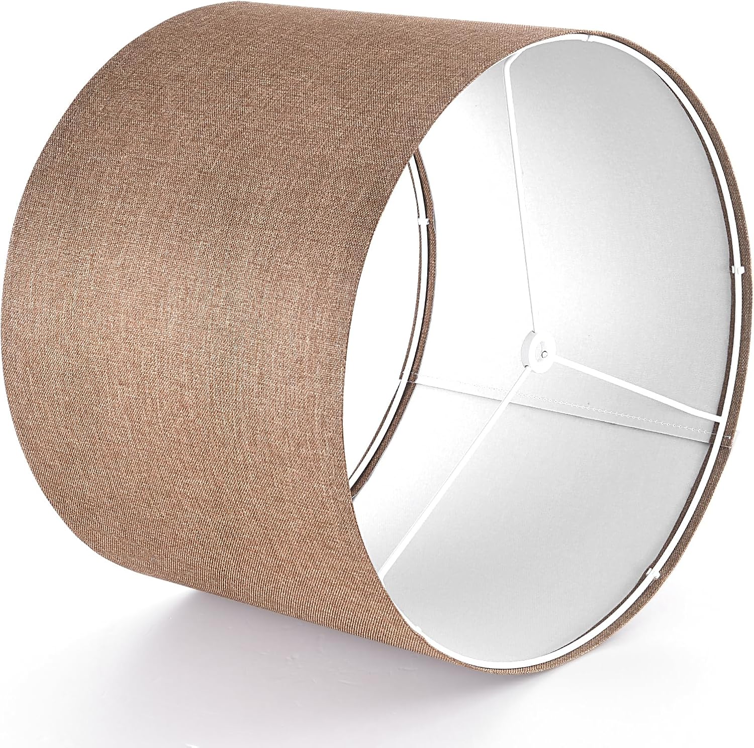 Lamp Shade for Table Lamps, Drum Lampshade for Floor Lamps, 13" Top X 13" Bottom X 10" High Large Lamp Shade, Coffee Brown Modern Fabric Lampshade, Easy Assembly Replacement Lamp Shade Spider Fitter