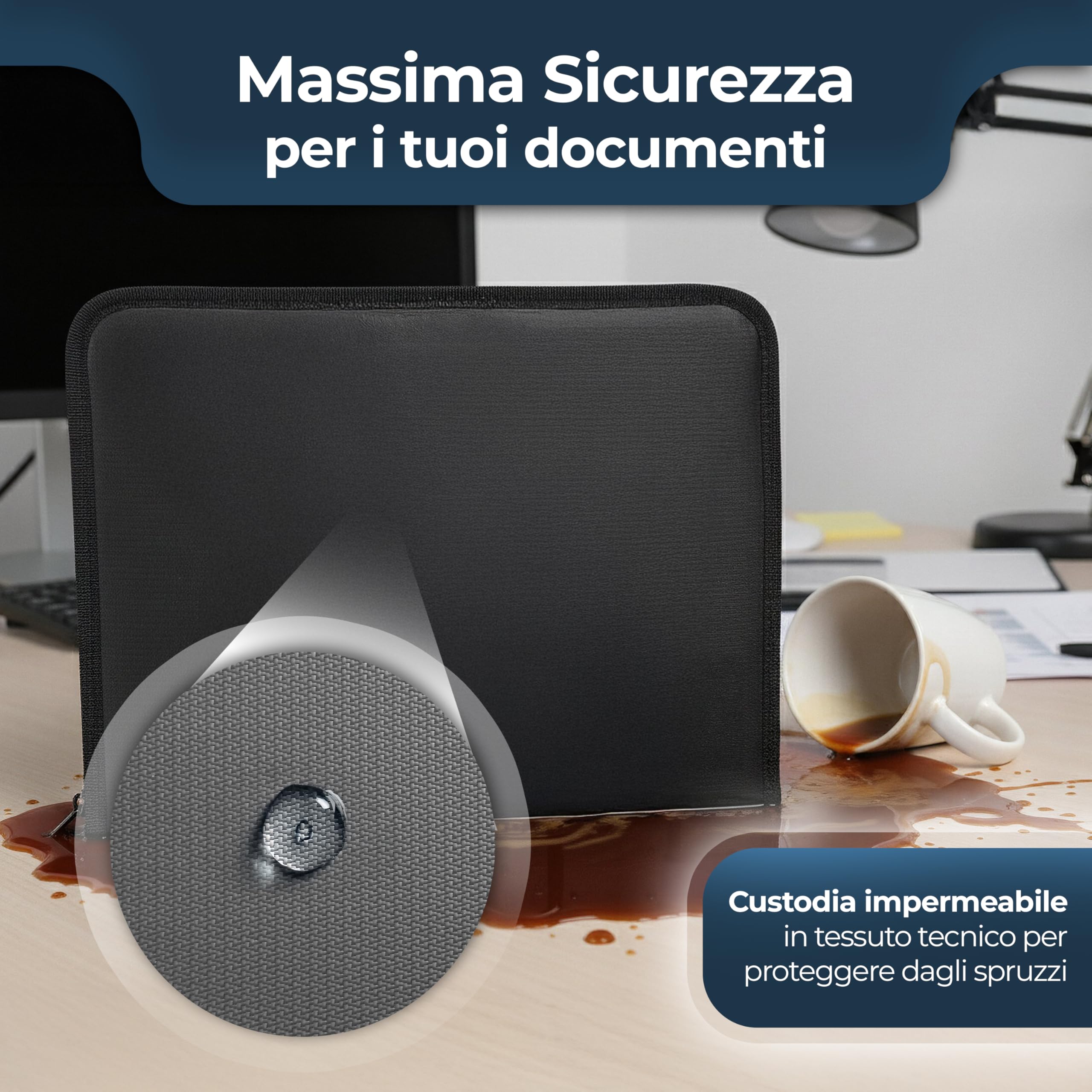 Cartella Portadocumenti in Eco Pelle Nera Porta Documenti A4 12 Slot Carte Organizer Ufficio Viaggio 36x26x5 cm