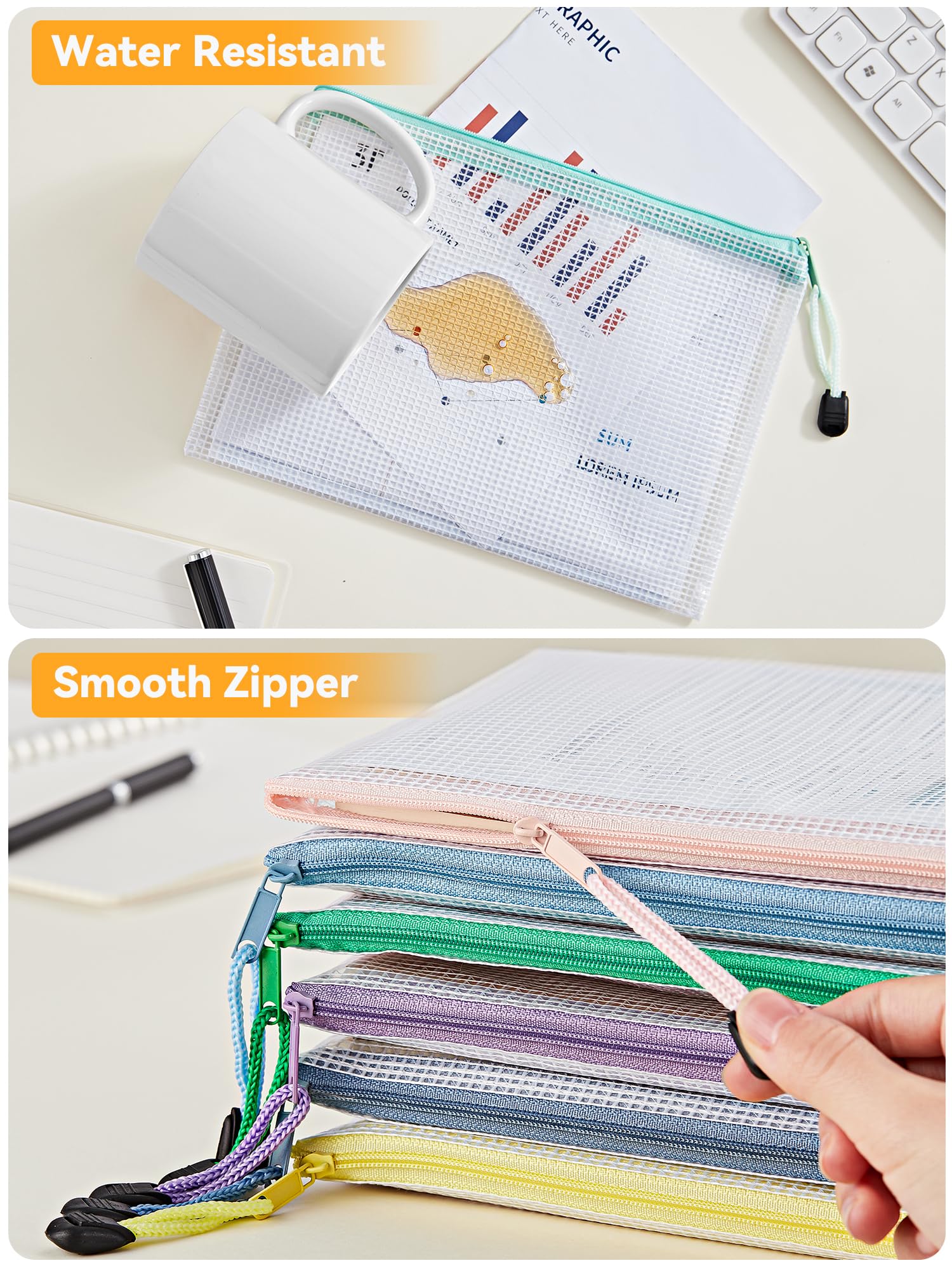 HEETA A5 Zip Wallets,12Pack Waterproof Plastic Zip Folders with Secure Zippers Multipurpose for Travel School, Board Game - Image 4