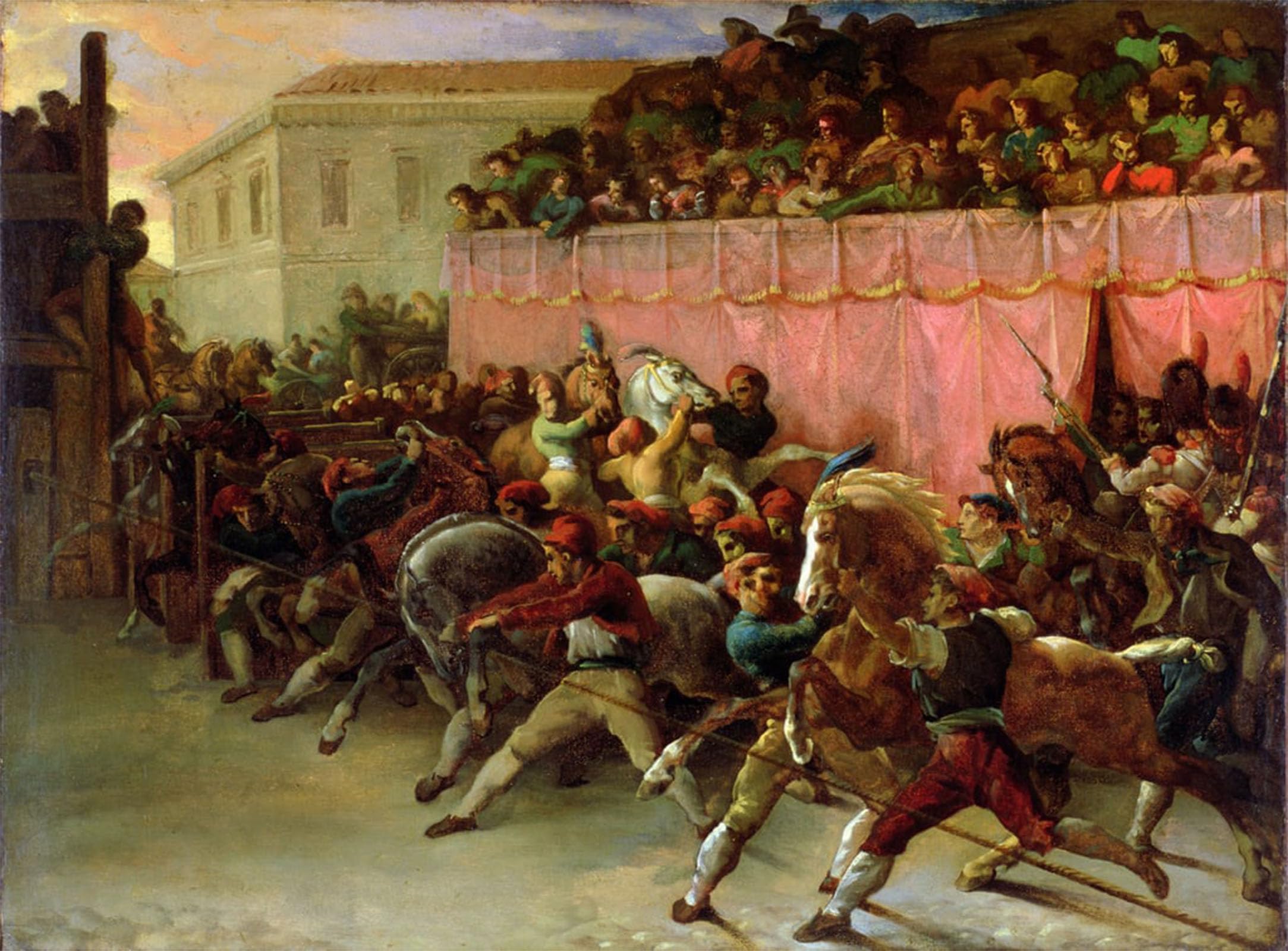 SERENDIPITP Retro Picture Poster Wall Art Pictures Painting the Riderless Racers At by Theodore Gericault Wall Art Canvas Print for Wall Decor 60x90cm