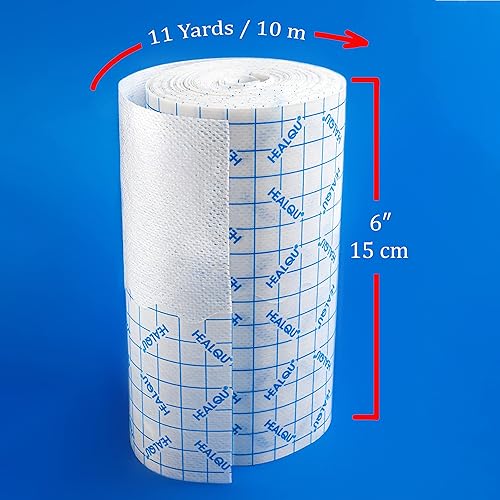 Miniatura 3 de Cinta de retención para vendaje, 6 pulgadas x 11 yardas, tela hipoalergénica no tejida de alta calidad, adhesivo seguro y suave para apósitos